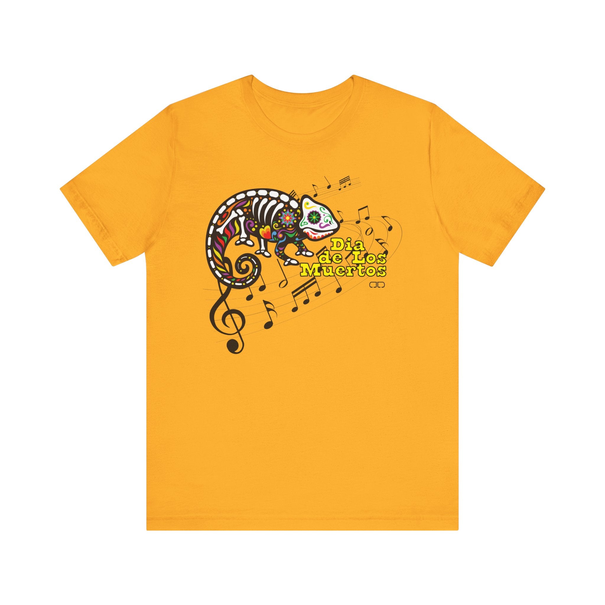 Dia de los Muertos Chameleon Tee, Unisex Jersey Short Sleeve T-Shirt, Colorful Skeleton Shirt, Halloween Outfit, Day of the Dead Gift