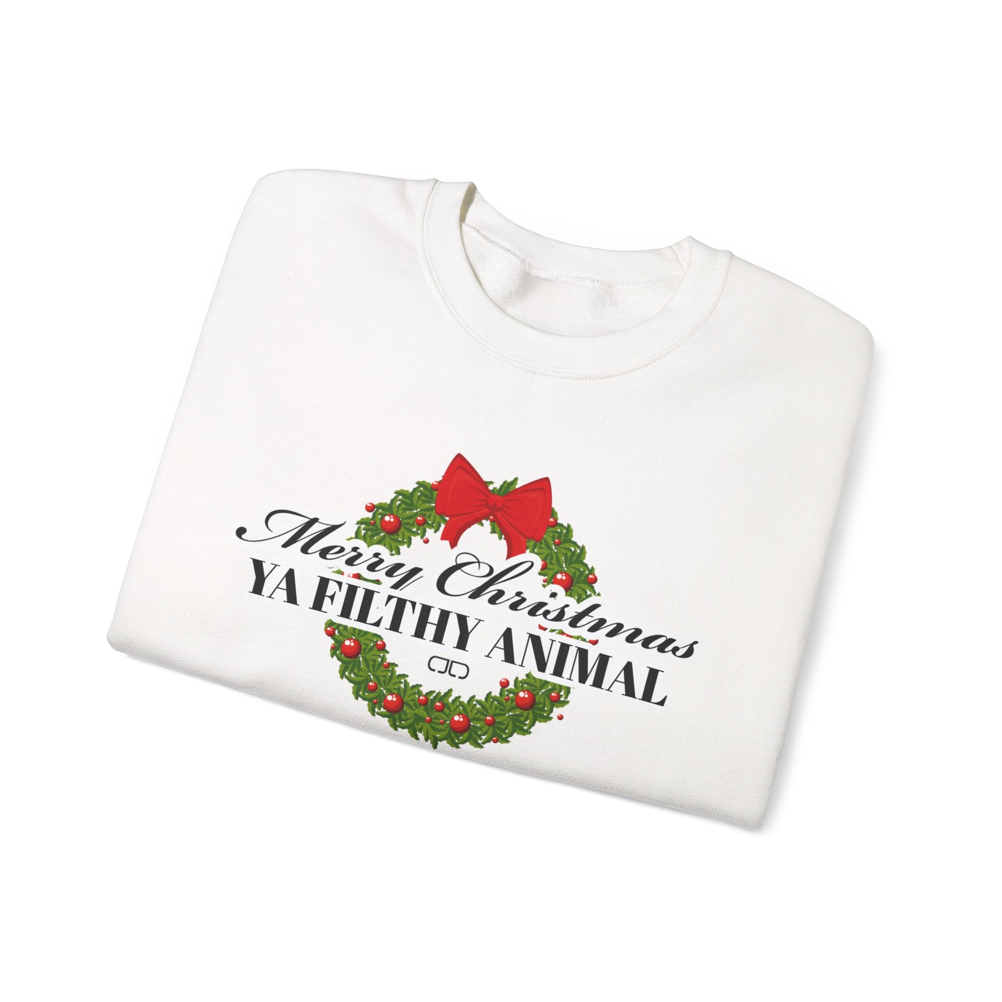Merry Christmas Ya Filthy Animal Sweatshirt – Holiday Wreath Crewneck