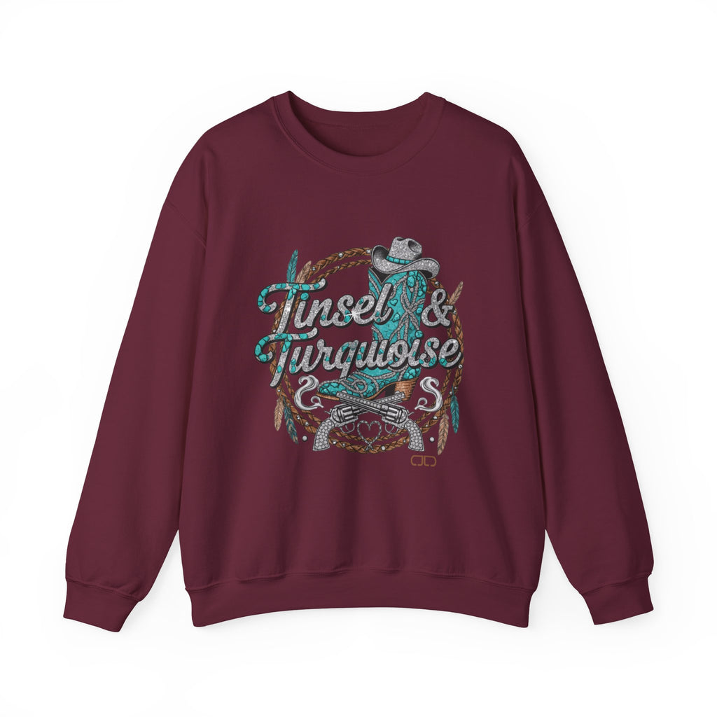 Tinsel & Turquoise Sweatshirt — Western Christmas Crewneck