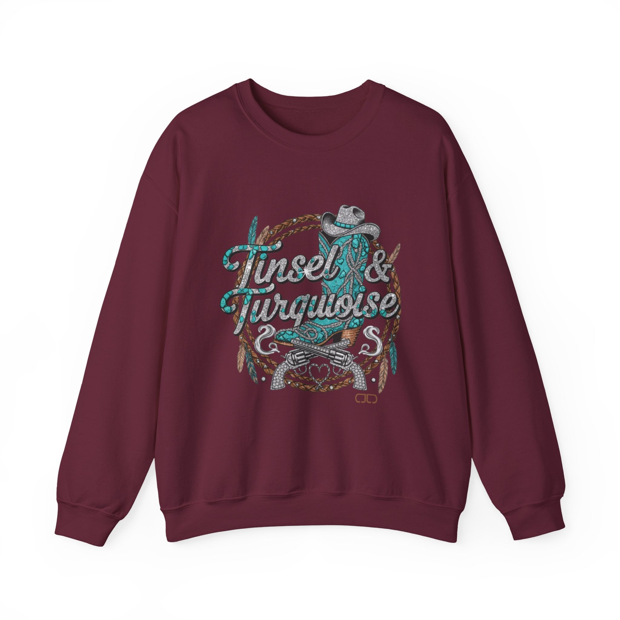 Tinsel & Turquoise Sweatshirt — Western Christmas Crewneck