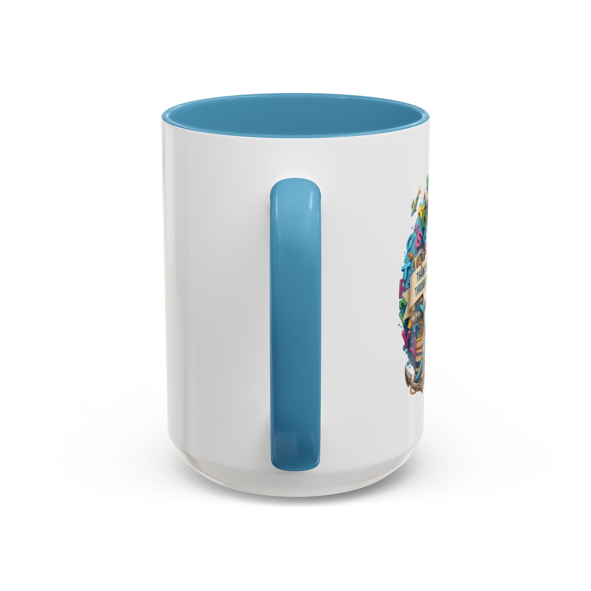 Sea of Literacy Colorful Book Lover's Accent Coffee Mug | Perfect for Home, Office, or Gift | Reading, Study, Library Decor, Teacher Appreciation