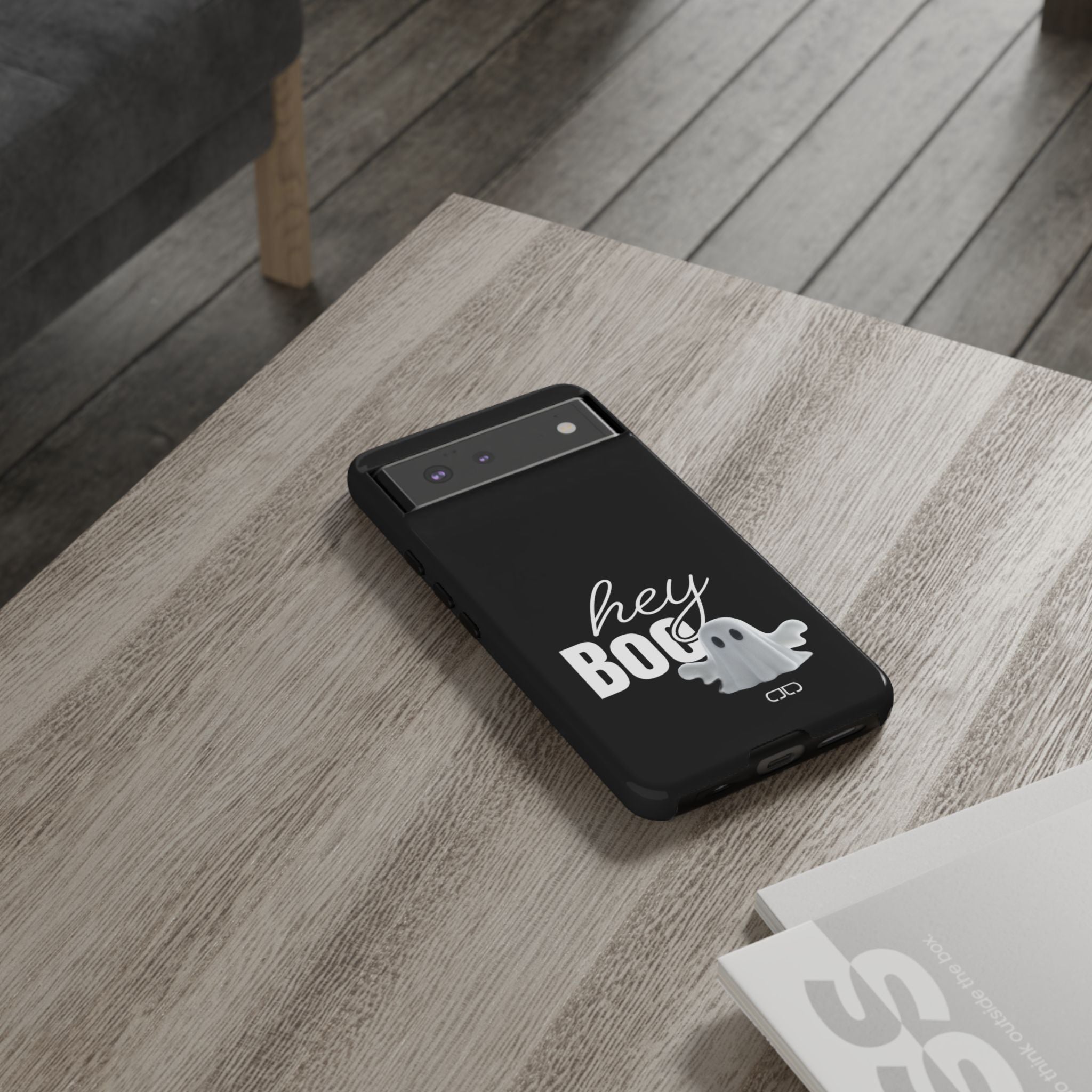 Hey Boo Tough Case, Ghost-Themed Phone Case, Cute Halloween Accessory, Spooky Gift for Friends, Tech Halloween Decor