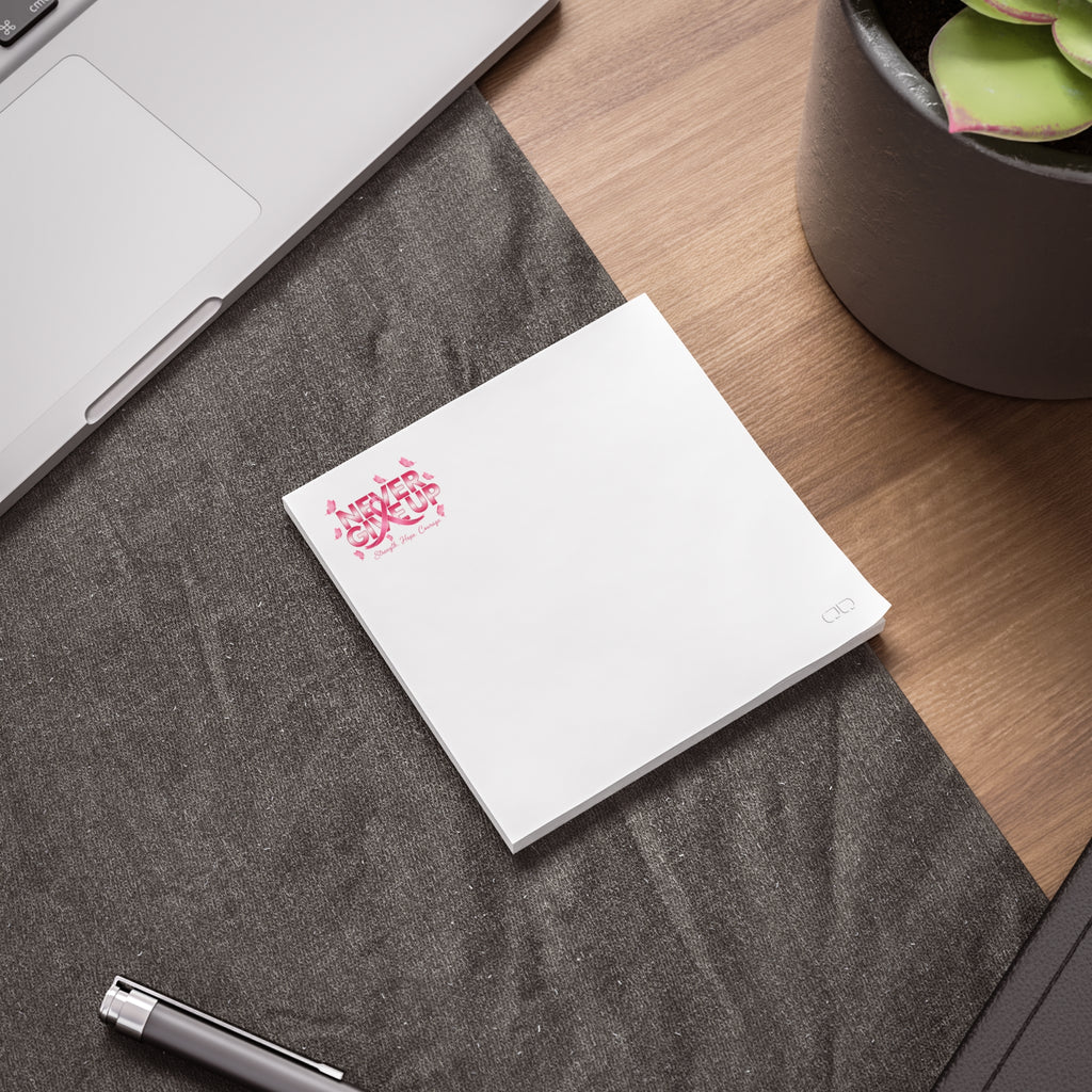 Never Give Up! Chic Pink Floral Post-it® Note Pads for Home or Office, Sticky Notes for Planners, Gifts for Her, Organization Essentials, CuteStationery