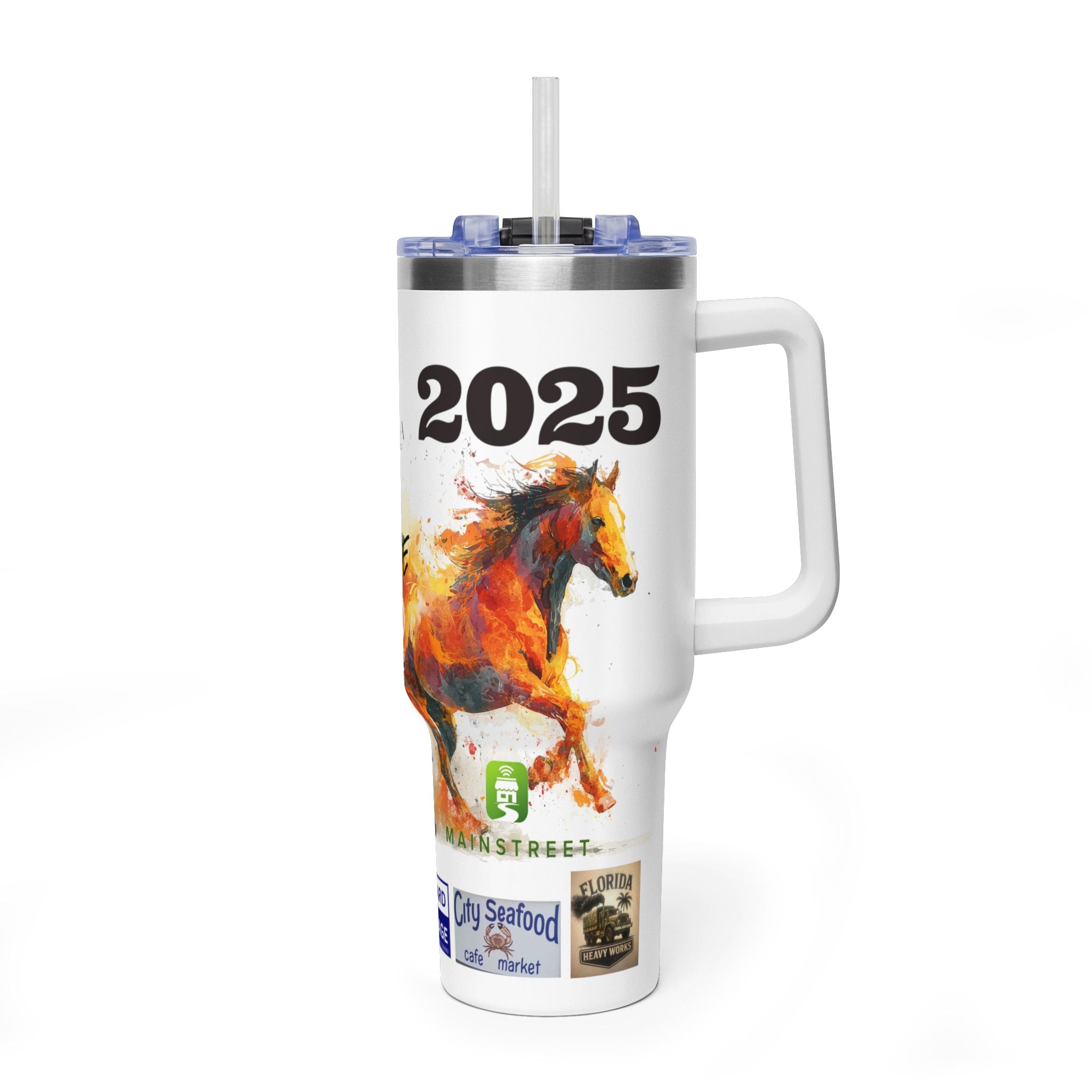 Whipping Wild - 40oz Vacuum Tumbler — Custom Logo Collage Travel Mug (Insulated)
