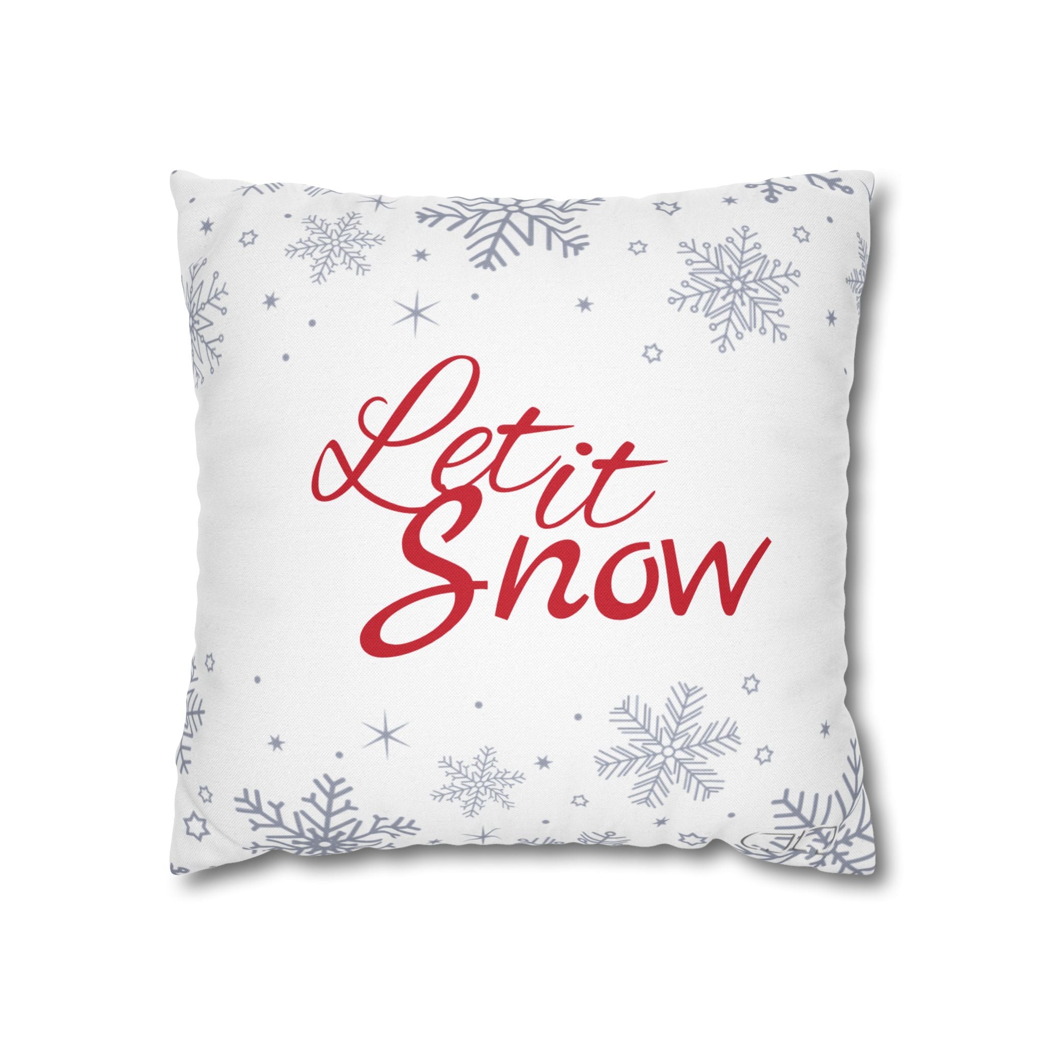 Let It Snow Holiday Pillowcase - Festive Snowflake Decorative Throw Pillow