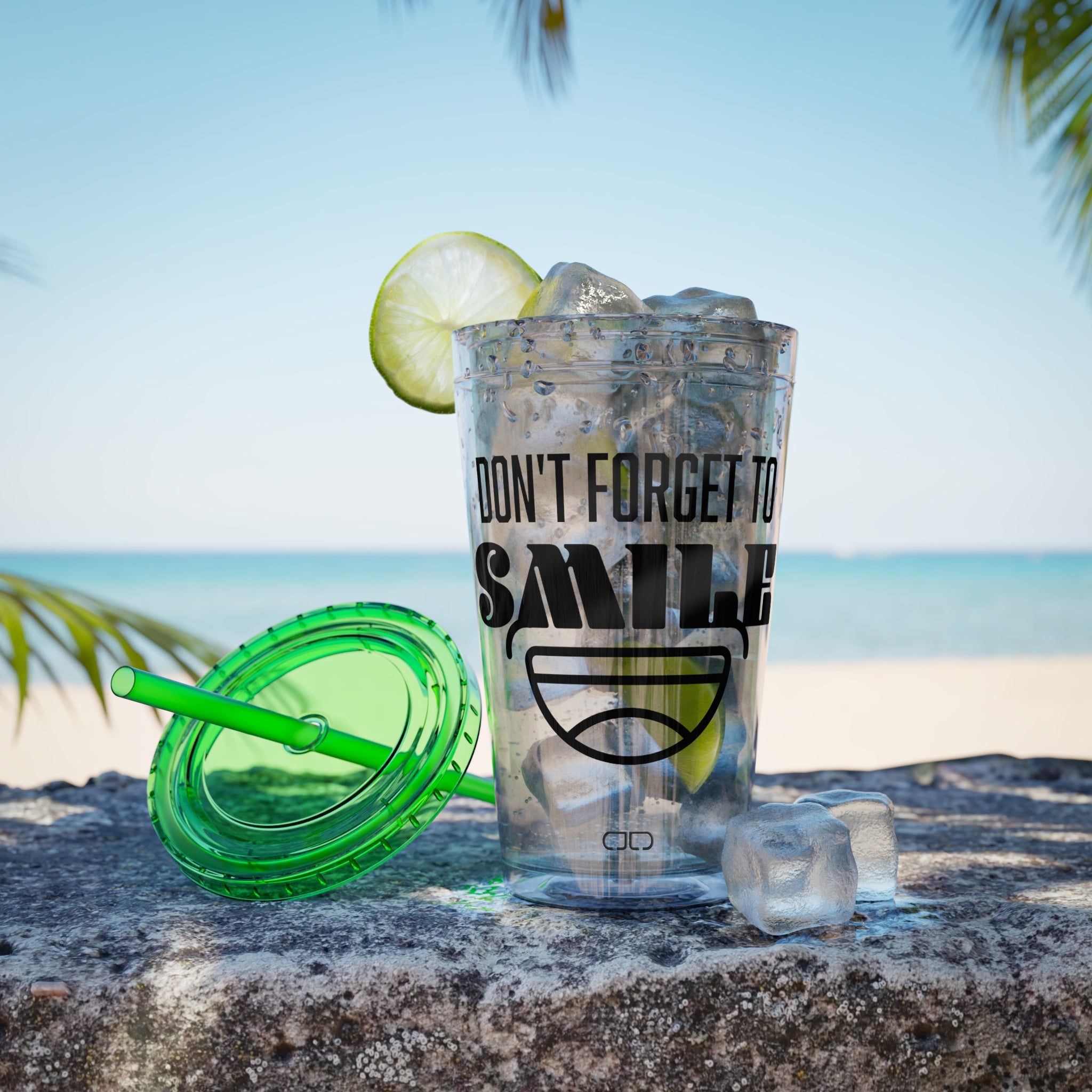 Don't Forget to Smile - Fun Travel Mug, Motivational Drinkware, Summer Beach Cup, Gift for Friends, [...]