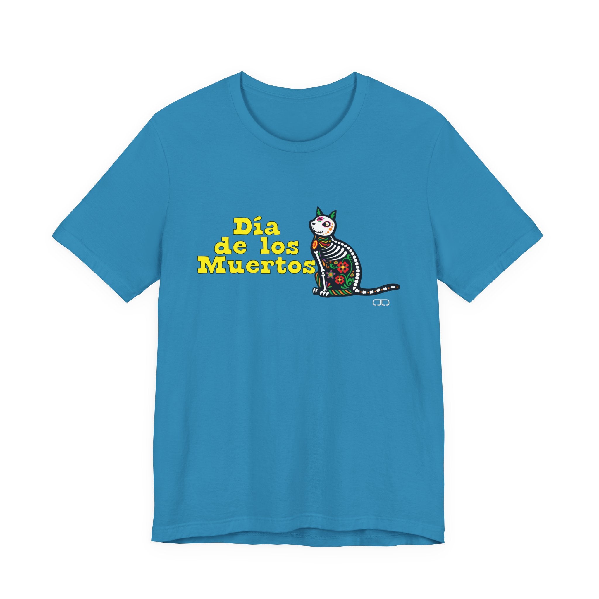Dia de los Muertos Cat Tee, Unisex Jersey Short Sleeve T-Shirt for Celebrations, Halloween, Day of the Dead, Festive Vibe, Cat Lovers