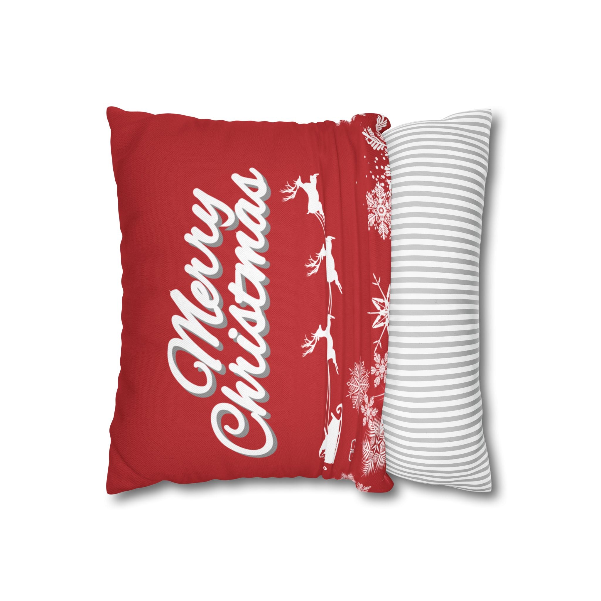 Merry Christmas Red Santa Sleigh Decorative Pillowcase