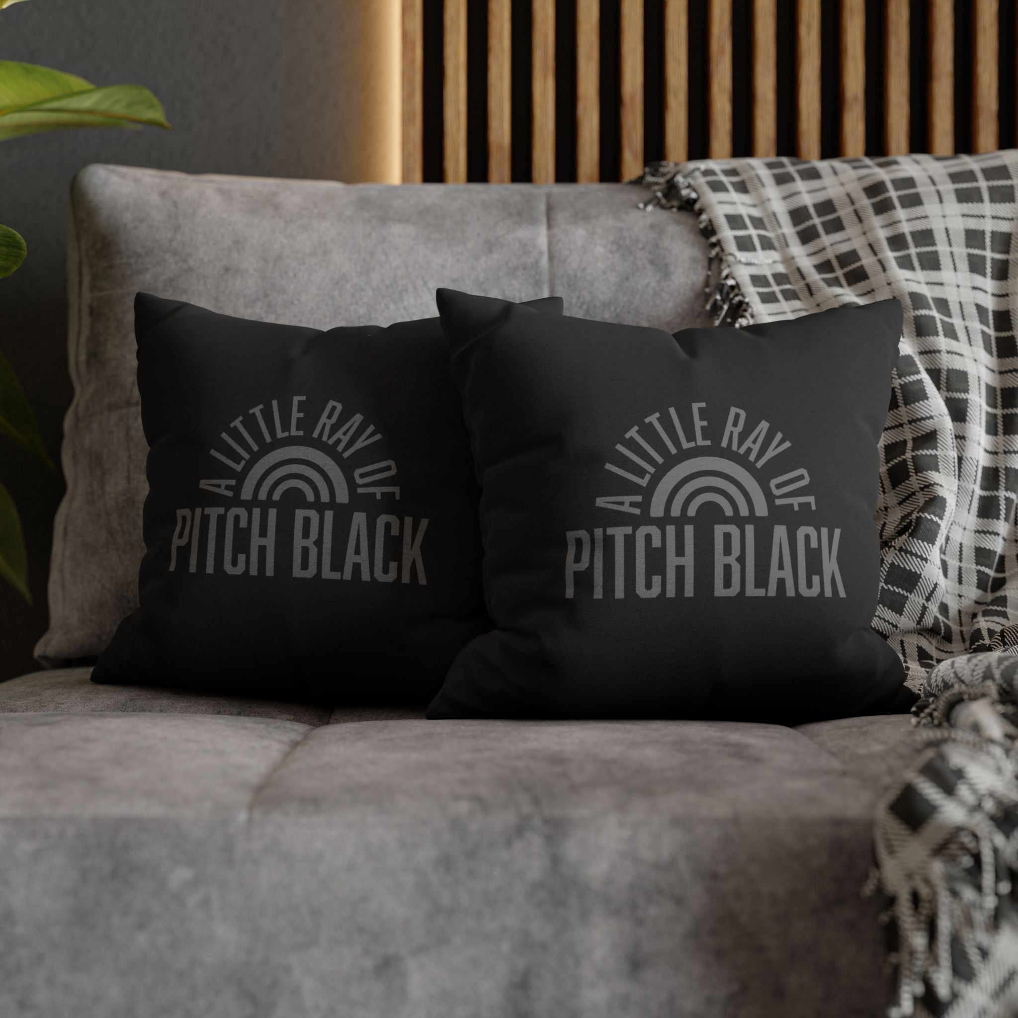 Little Ray of Pitch Black Square Pillowcase | Modern Home Decor, Cozy Accent, Thoughtful Gift, Bedroom Accessories, Relaxing Vibe