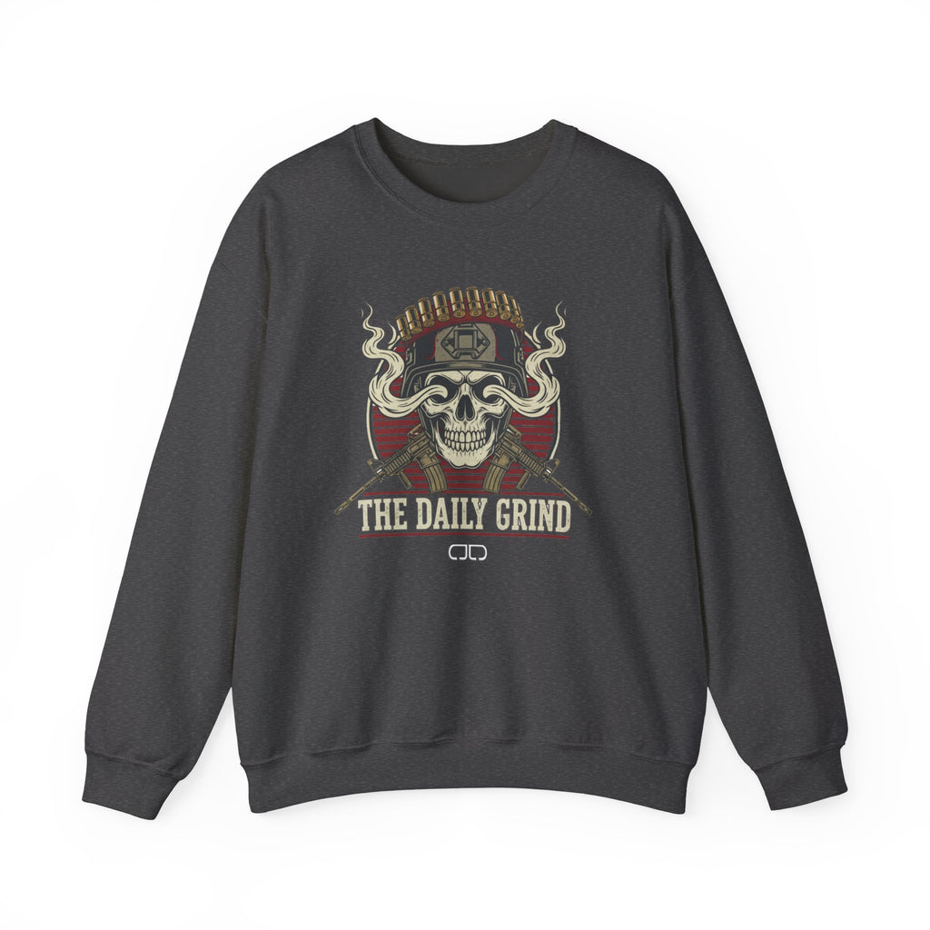 'The Daily Grind' Skull & Coffee Vintage Graphic Sweatshirt