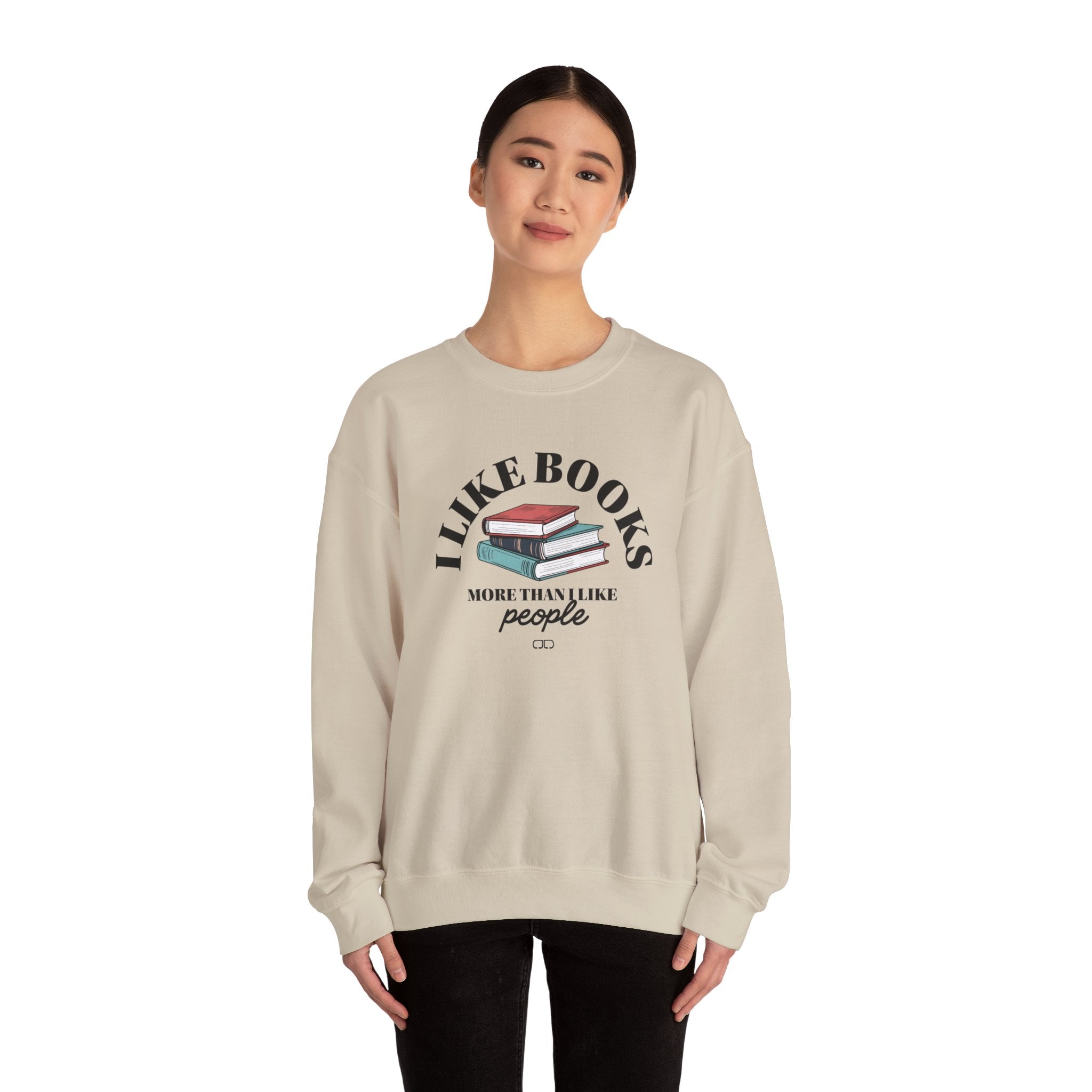I Like Books More Than People | Cozy Book Lover Crewneck Sweatshirt, Reading Gift, Literature Lover Apparel, Comfy Gift, Bookish Style