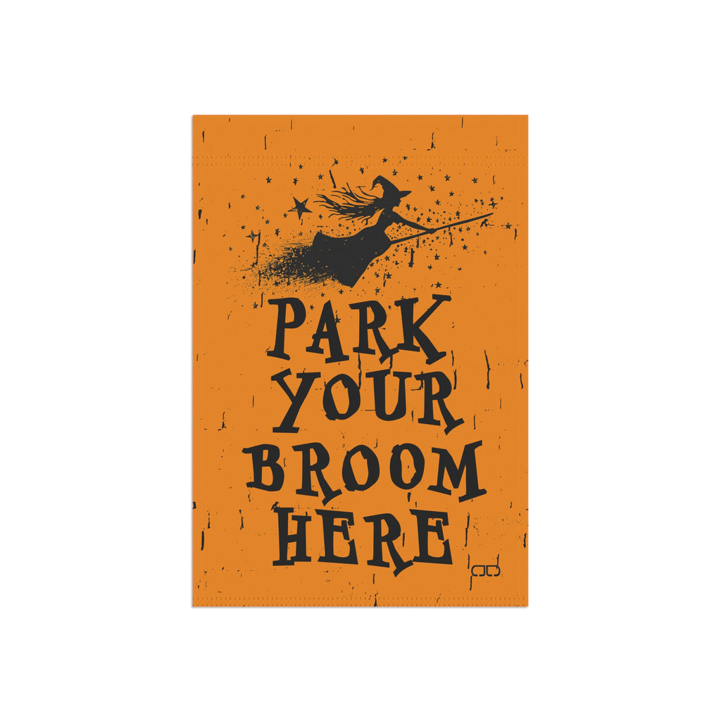 Broom Parking - Halloween Garden Banner, Decorative Outdoor Flag for Fall, Cute Witch Home Decor, Yard Sign for Halloween Party, Spooky Season Decorations
