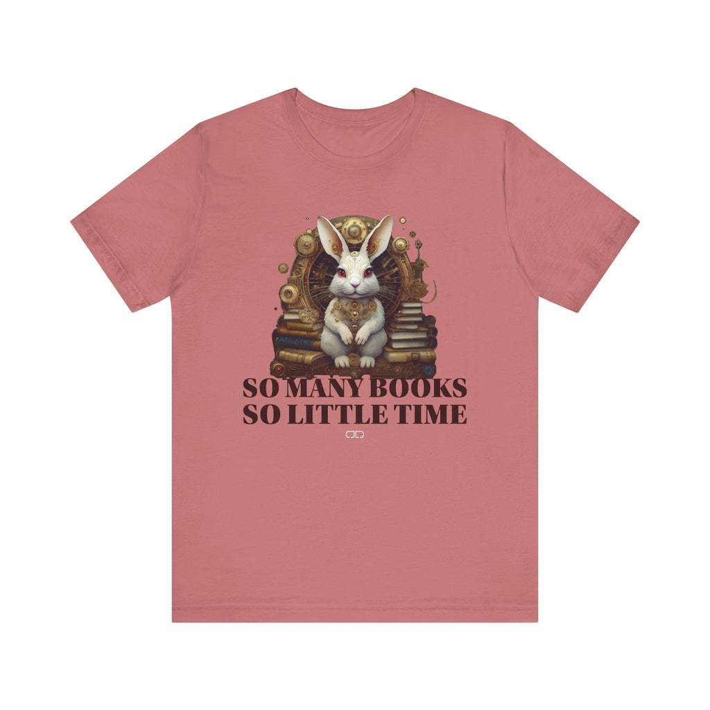White Rabbit Steampunk Book Lover Unisex Tee, Cozy Reading Shirt, 'So Many Books So Little Time' Graphic Top, Perfect Gift for Bibliophiles, Cute Rabbit [...]