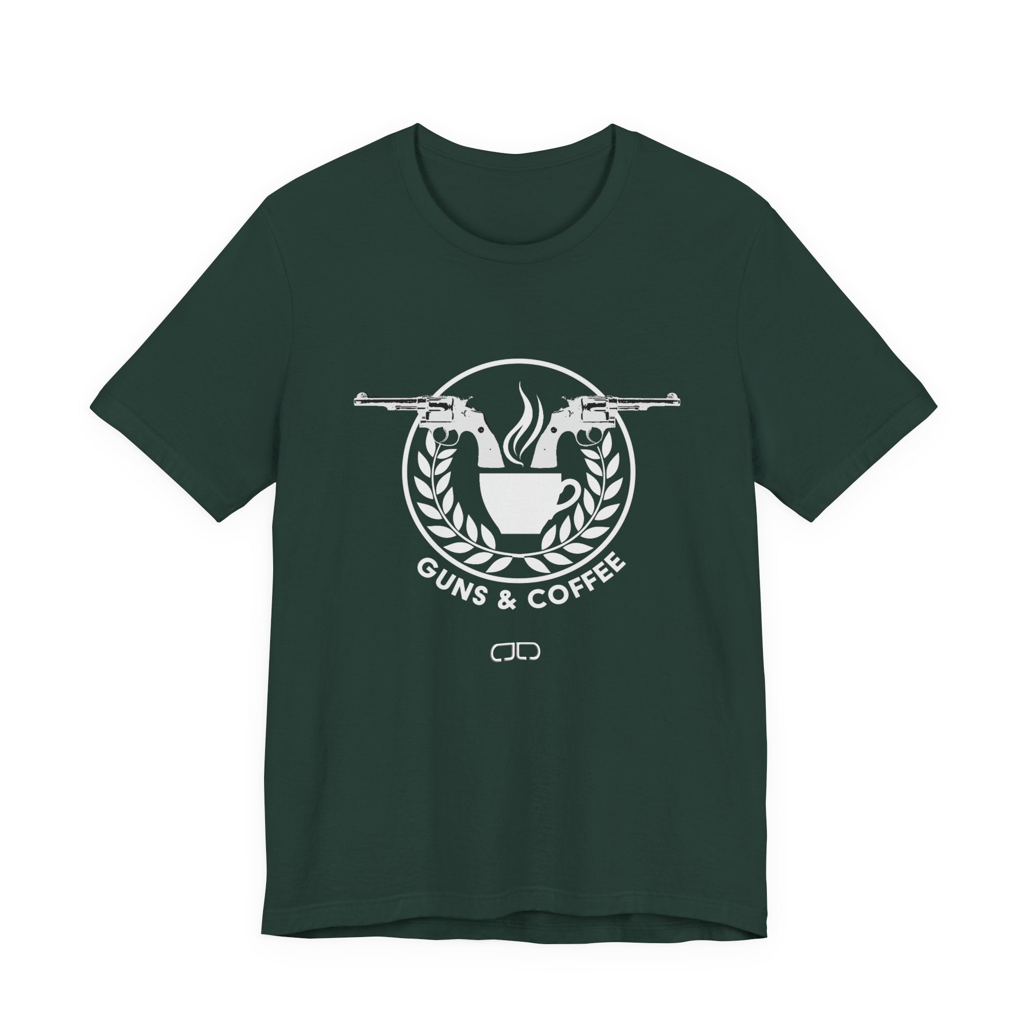 Guns & Coffee Graphic Tee — Rustic Coffee Lover & Firearm Enthusiast Shirt