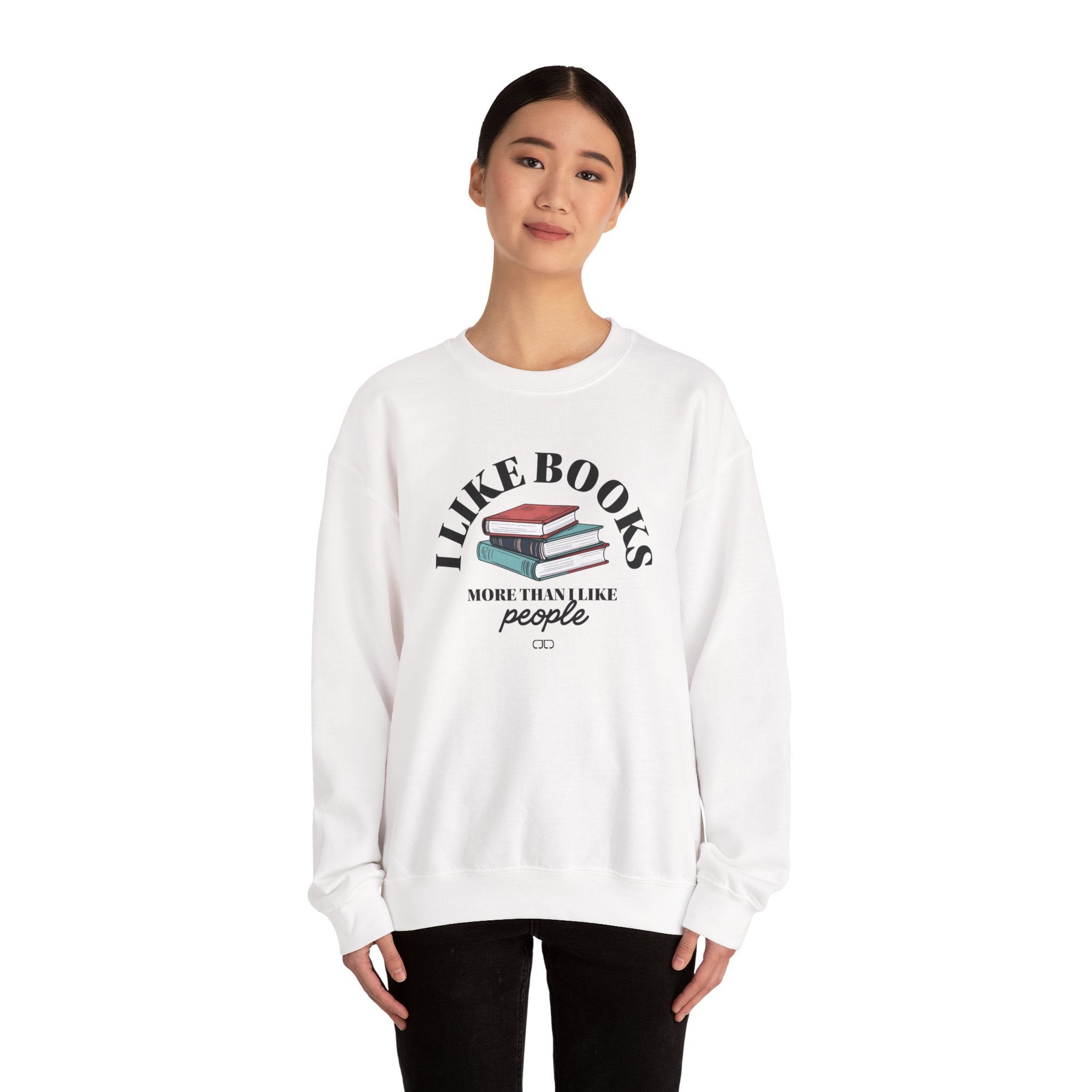 I Like Books More Than People | Cozy Book Lover Crewneck Sweatshirt, Reading Gift, Literature Lover Apparel, Comfy Gift, Bookish Style