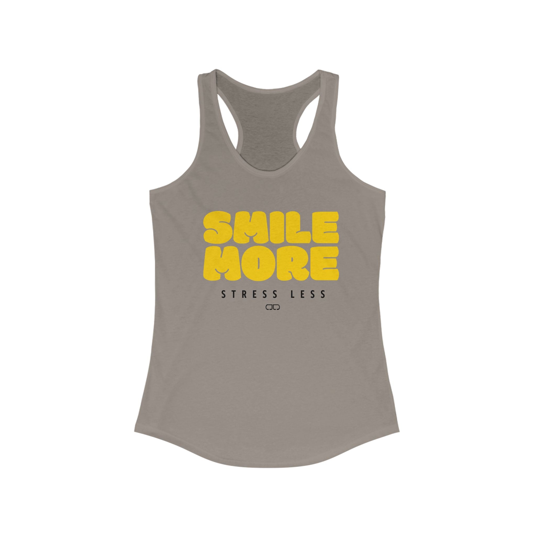 Smile More Stress Less Racerback Tank - Women's Casual Top, Inspirational Workout Shirt, Summer Fitness Tee, Gift for Her, [...]