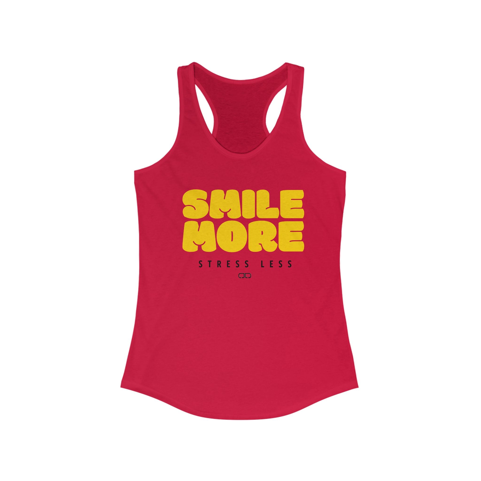 Smile More Stress Less Racerback Tank - Women's Casual Top, Inspirational Workout Shirt, Summer Fitness Tee, Gift for Her, [...]