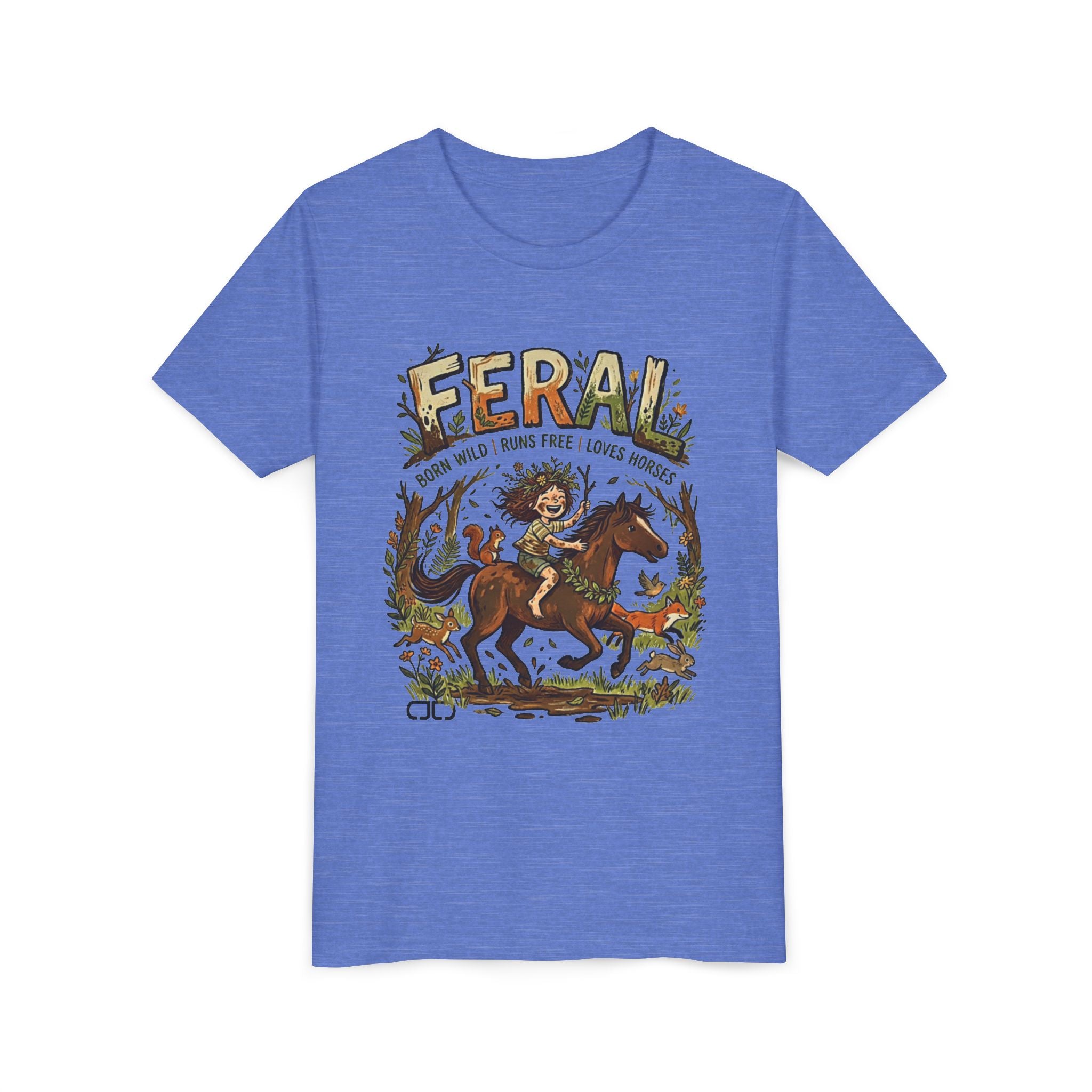 "FERAL" Horse Rider Graphic Kids T‑Shirt