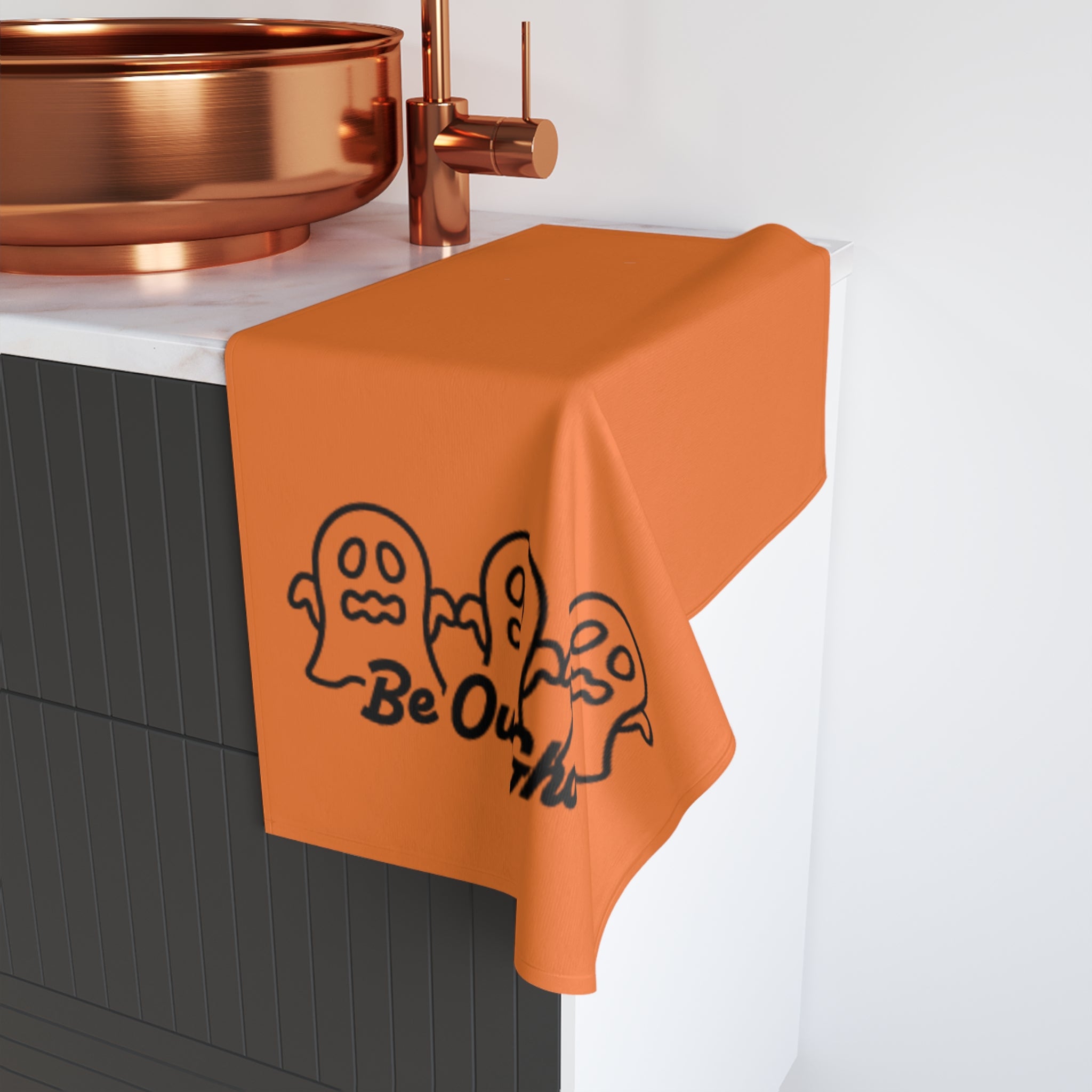 Halloween Hand Towel - Be Our Ghost, Kitchen Decor, Fun Gift, Party Supplies, Holiday Essentials, Autumn Vibe