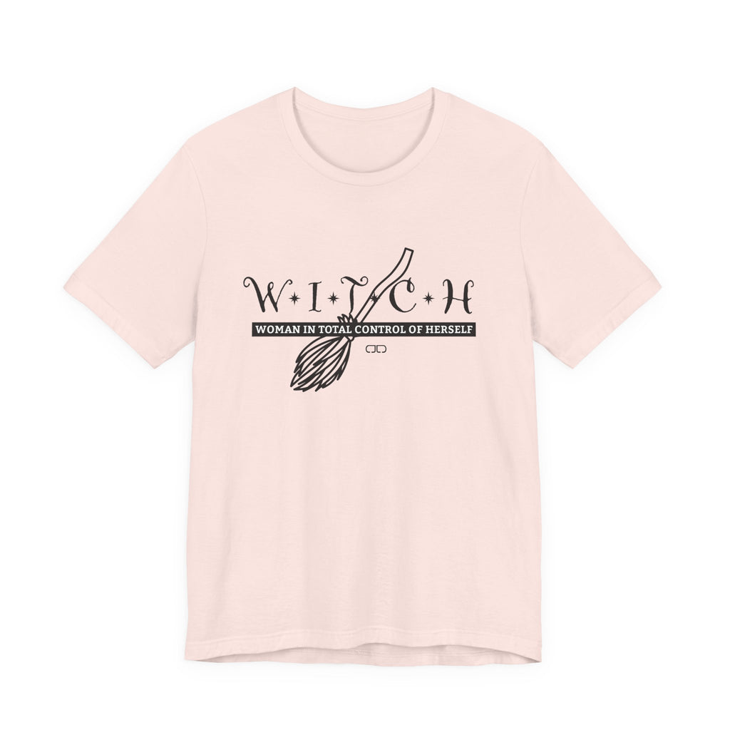 Witch Woman In Control of Herself Tee - Unisex Jersey Short Sleeve Shirt, Perfect for Witches, Gift for Halloween, Spiritual Wear, Self-Empowerment Apparel