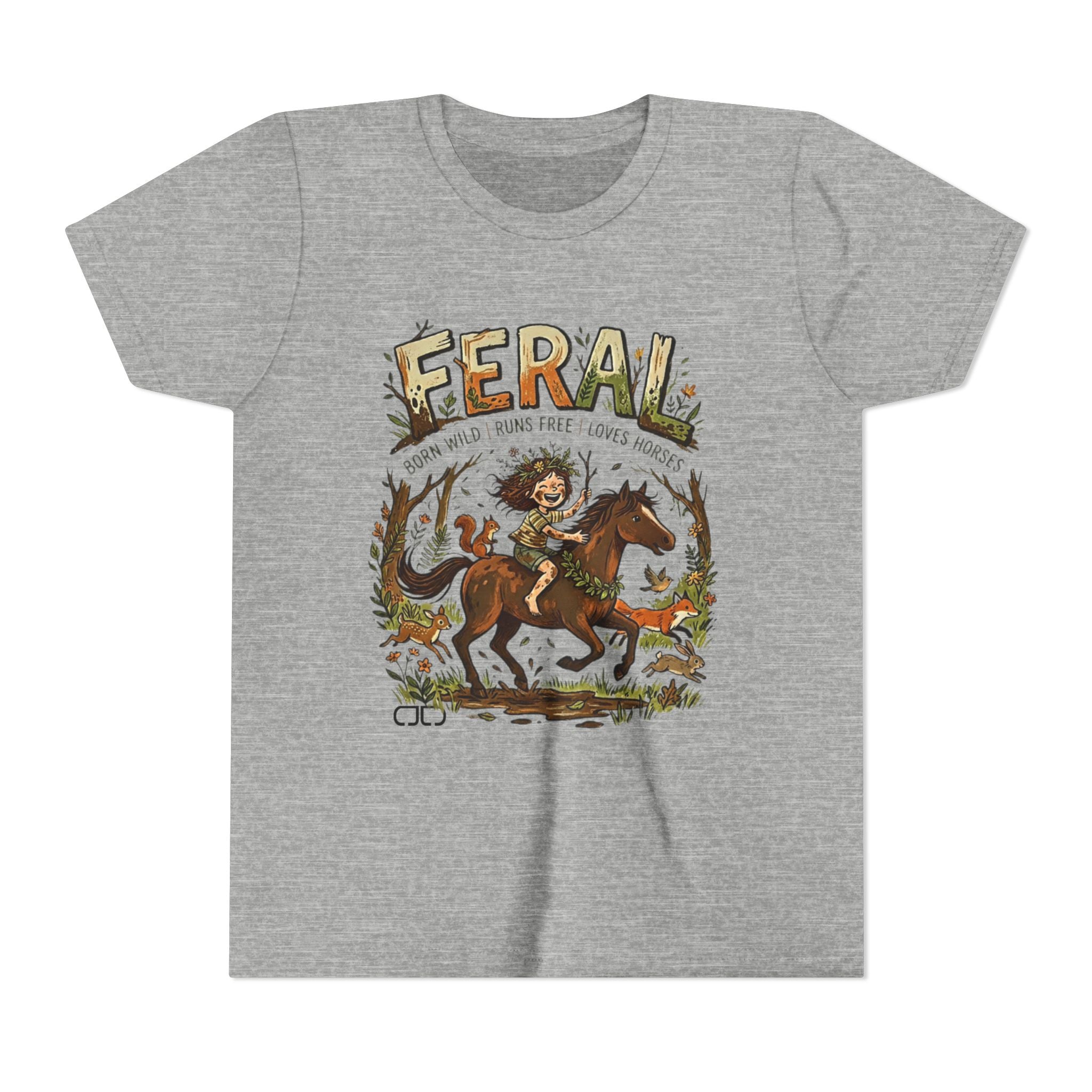 "FERAL" Horse Rider Graphic Kids T‑Shirt