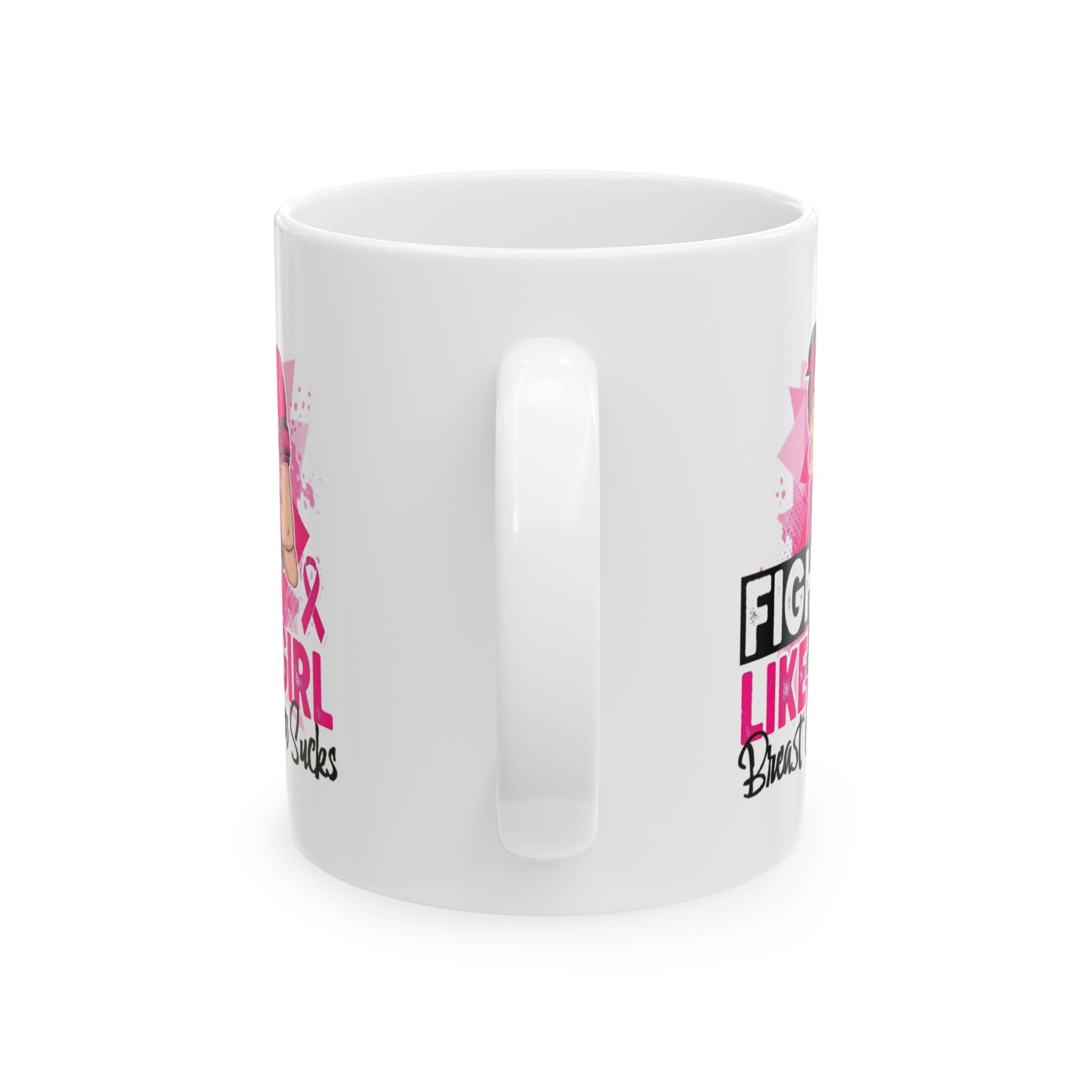 Empowerment Ceramic Mug, Inspirational Gift for Her, Breast Cancer Awareness, Motivational Quote Coffee Cup, Celebrate Strength and Courage