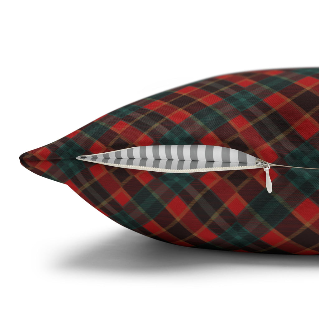 Merry Christmas Plaid Pillowcase - Red & Green Holiday Throw Pillow Cover