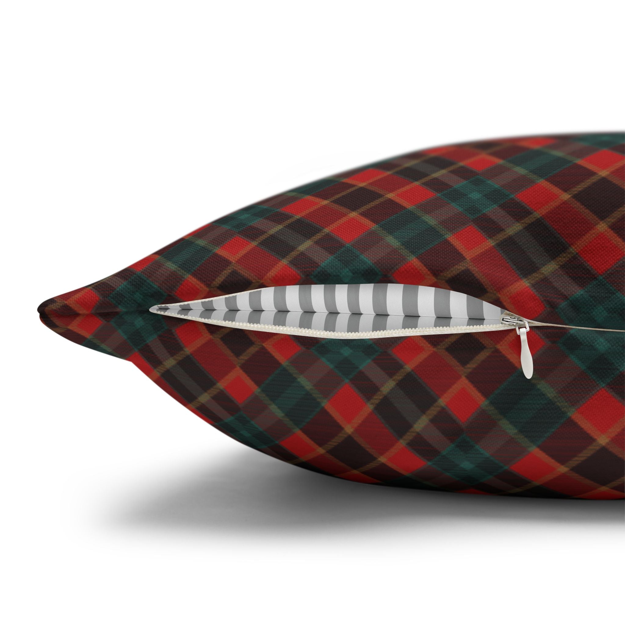Merry Christmas Plaid Pillowcase - Red & Green Holiday Throw Pillow Cover