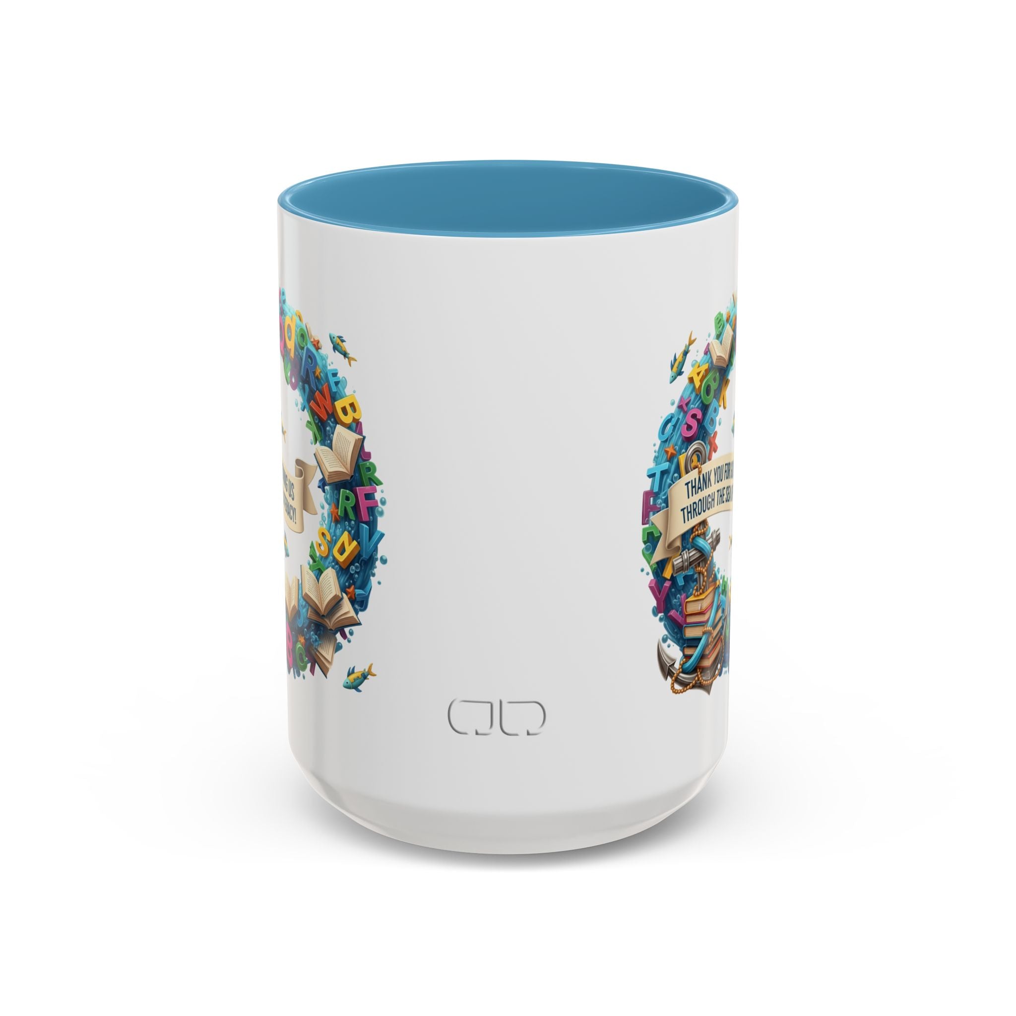 Sea of Literacy Colorful Book Lover's Accent Coffee Mug | Perfect for Home, Office, or Gift | Reading, Study, Library Decor, Teacher Appreciation