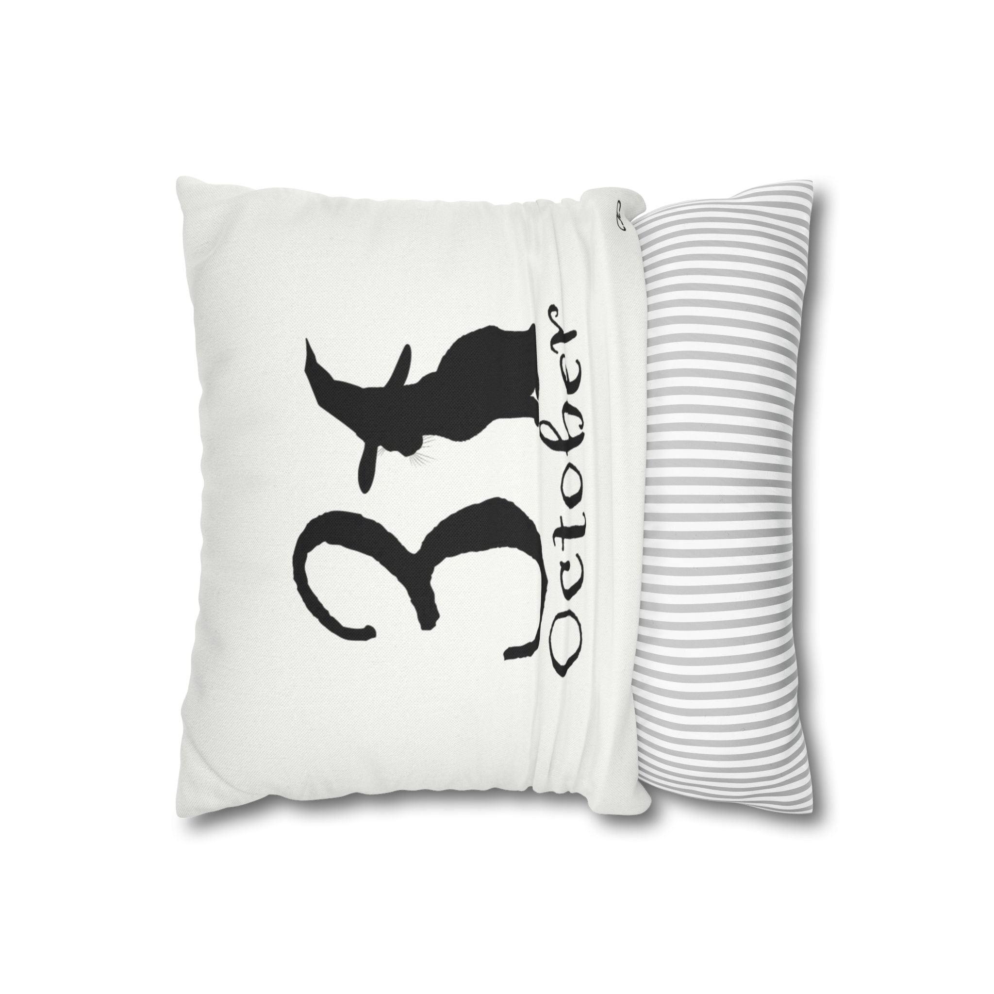 Spooky October Pillowcase, Halloween Decor, Cozy Home Accessory, Gift for Fall, Witch-Themed Cushion Cover