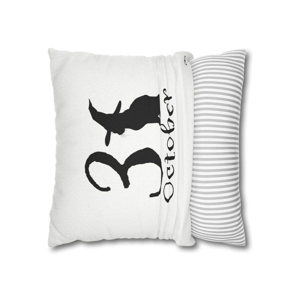 Spooky October Pillowcase, Halloween Decor, Cozy Home Accessory, Gift for Fall, Witch-Themed Cushion Cover