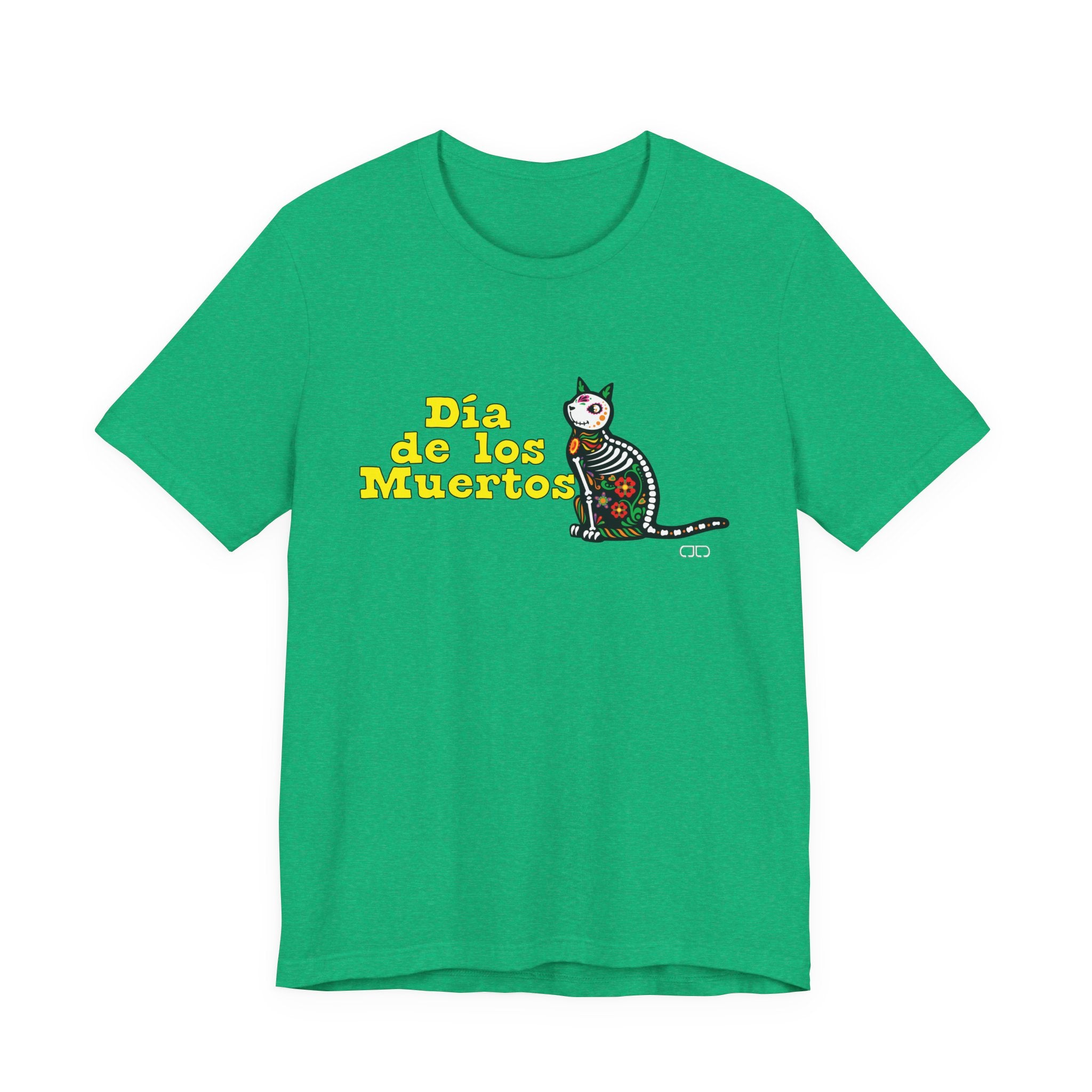 Dia de los Muertos Cat Tee, Unisex Jersey Short Sleeve T-Shirt for Celebrations, Halloween, Day of the Dead, Festive Vibe, Cat Lovers