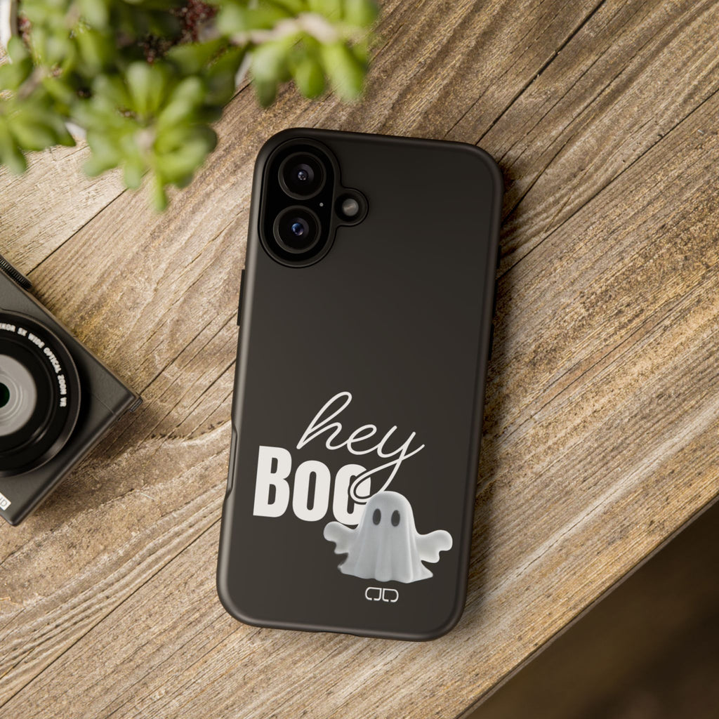 Hey Boo Tough Case, Ghost-Themed Phone Case, Cute Halloween Accessory, Spooky Gift for Friends, Tech Halloween Decor