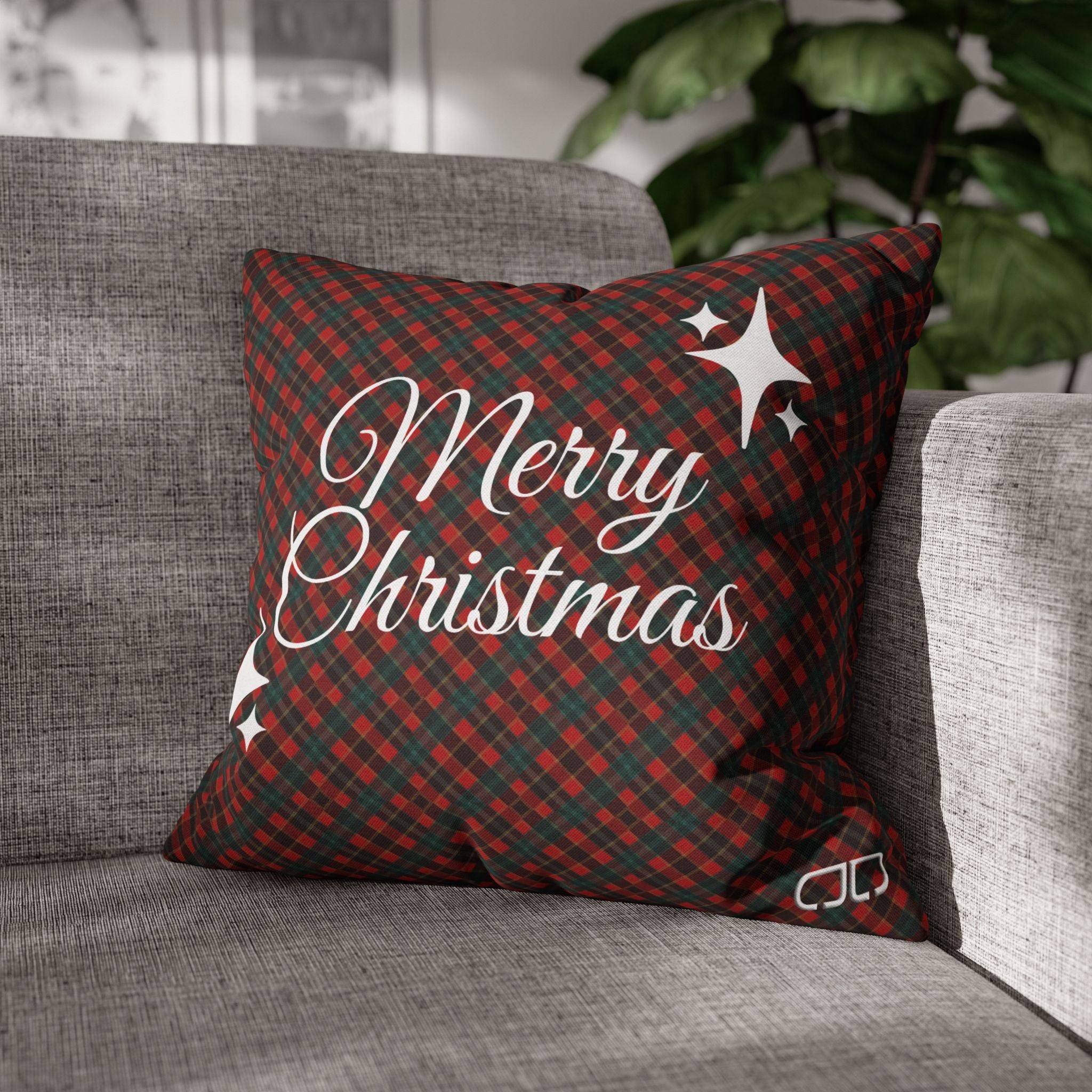 Merry Christmas Plaid Pillowcase - Red & Green Holiday Throw Pillow Cover