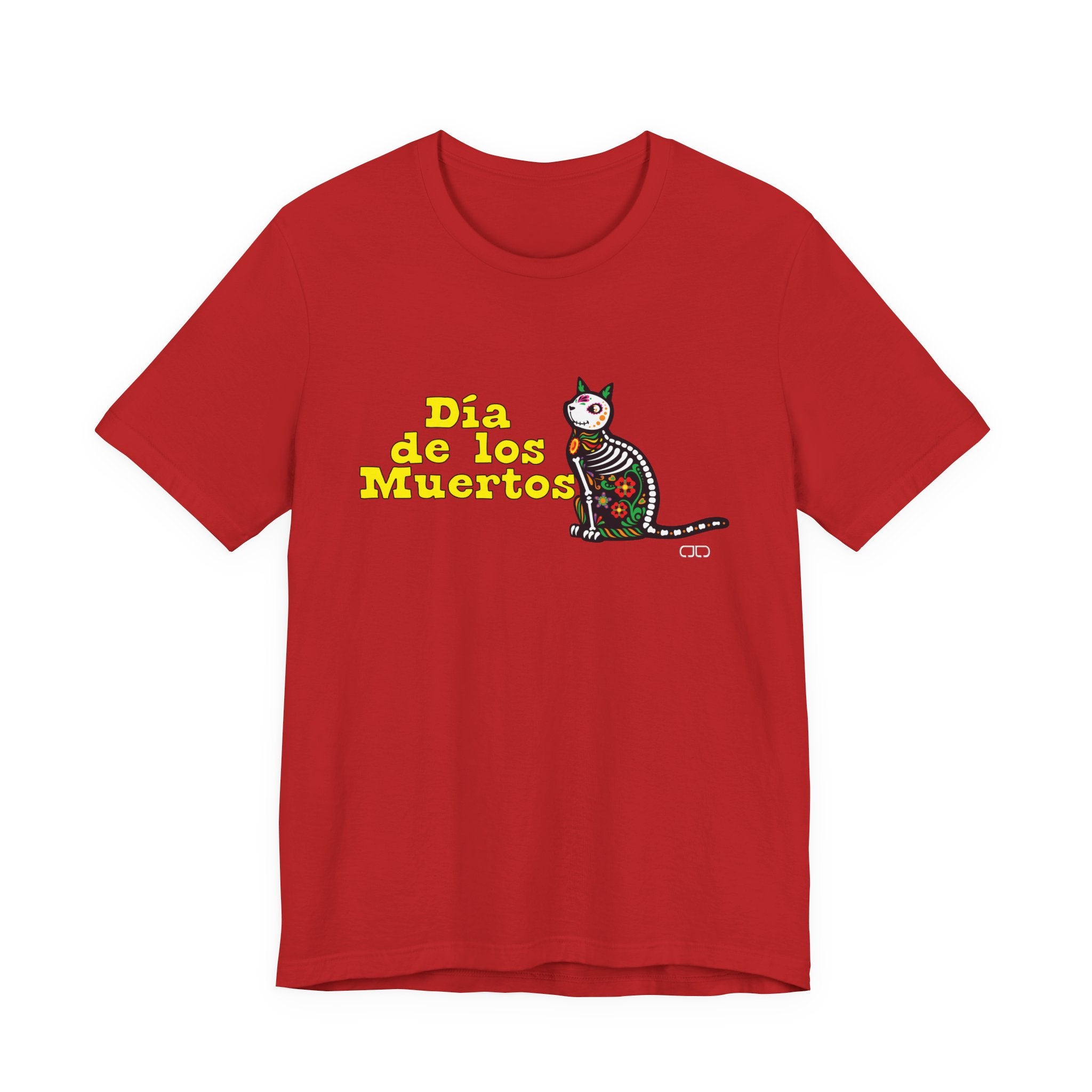 Dia de los Muertos Cat Tee, Unisex Jersey Short Sleeve T-Shirt for Celebrations, Halloween, Day of the Dead, Festive Vibe, Cat Lovers