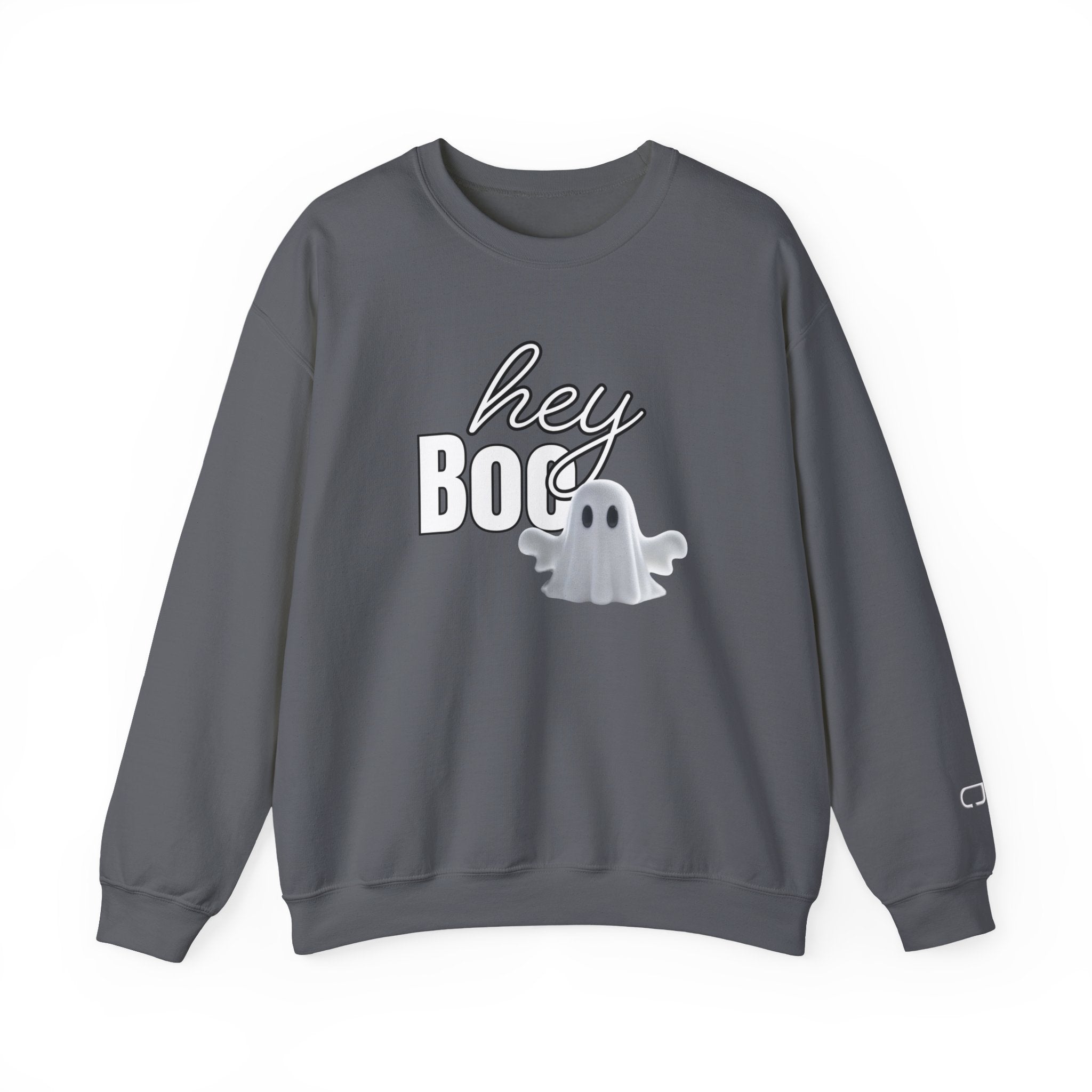Hey Boo Ghost Unisex Heavy Blend™ Crewneck Sweatshirt, Halloween Sweatshirt, Spooky Apparel, Fall Fashion, Cozy Casual Wear