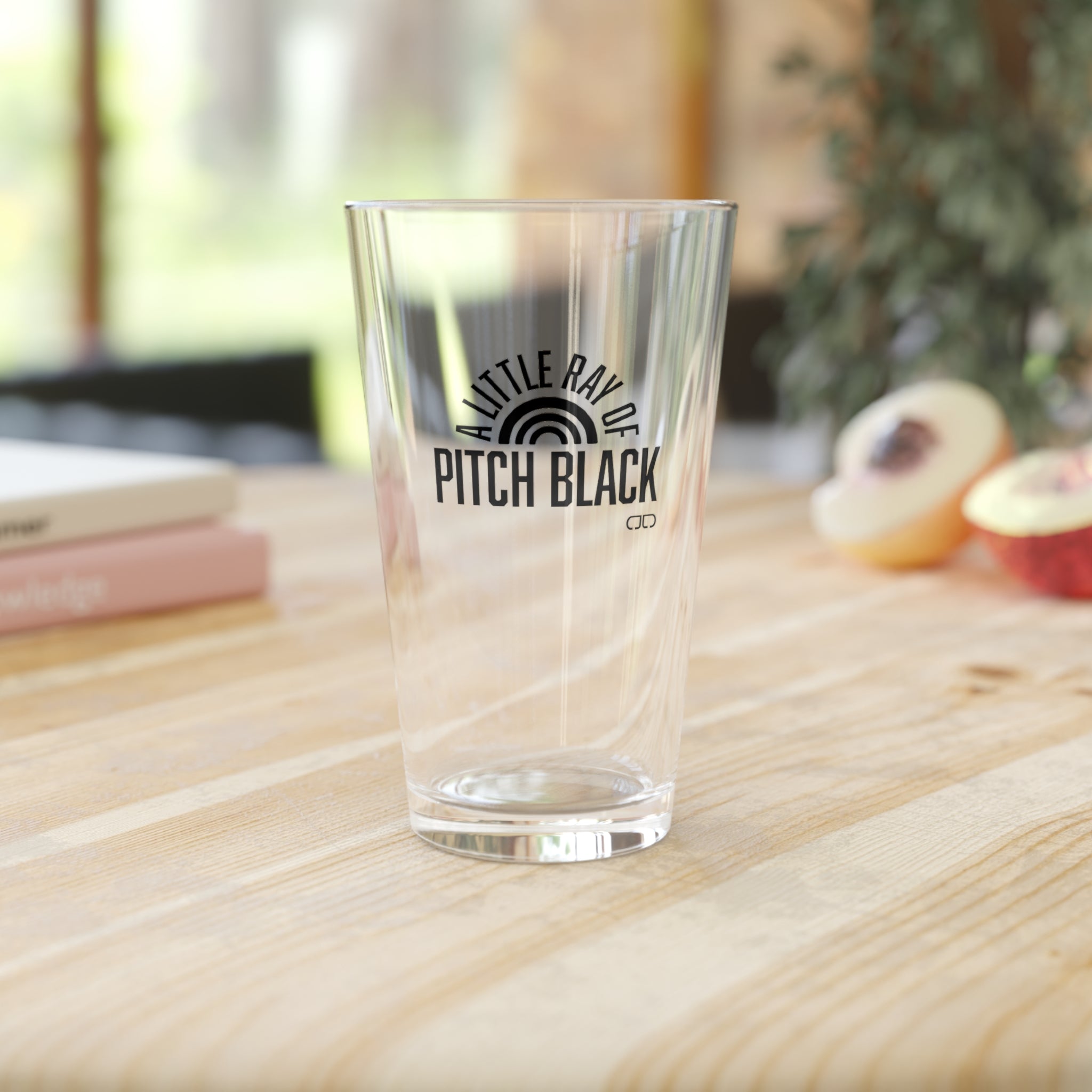 A Little Ray of Pitch Black Pint Glass, Motivational Drinkware, Gift for Beer Lovers, Customizable Pint, Perfect for Celebrations