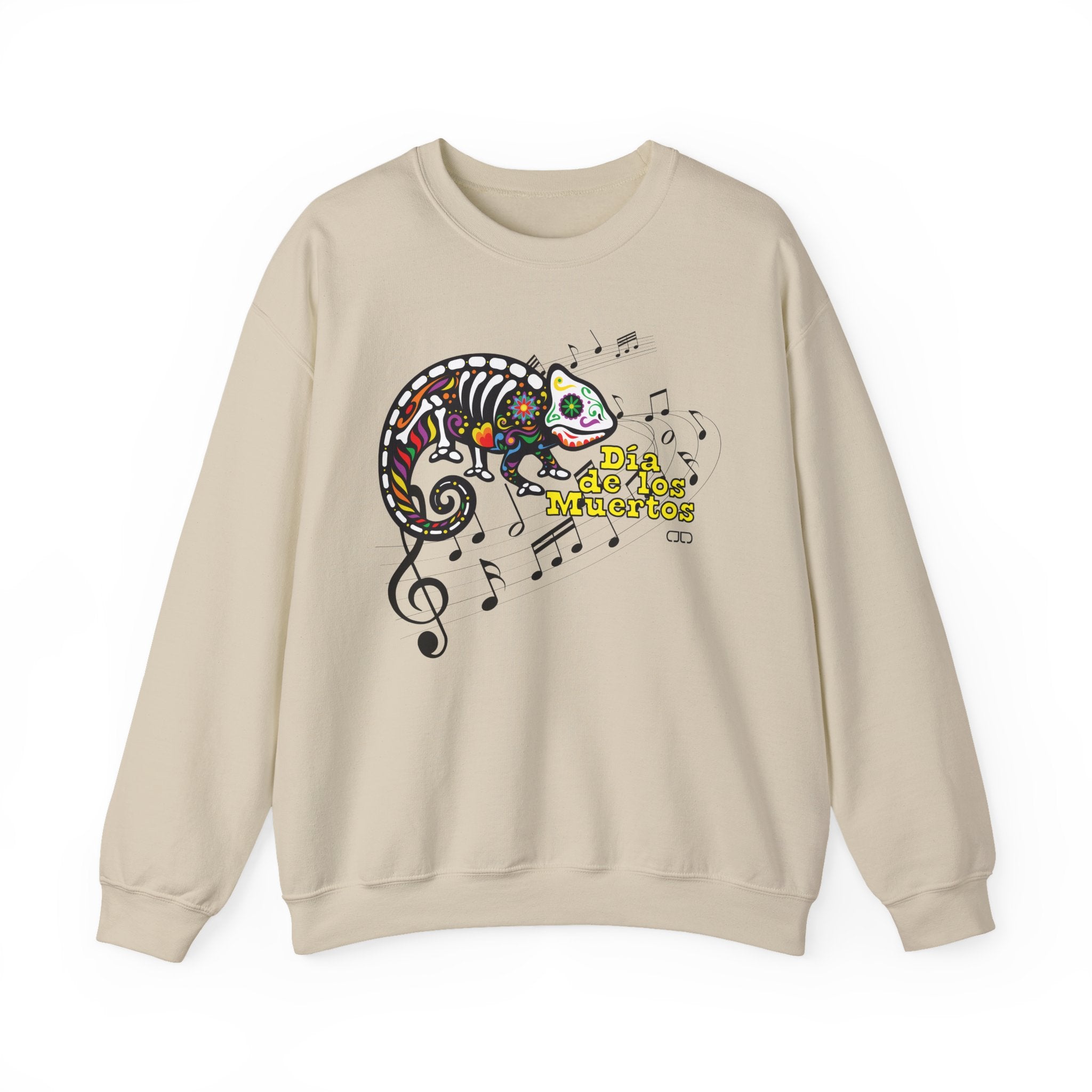 Day of the Dead Chameleon Crewneck Sweatshirt, Unisex Sweatshirt, Dia de los Muertos Gift, Halloween Apparel, Music Lover's Sweatshirt