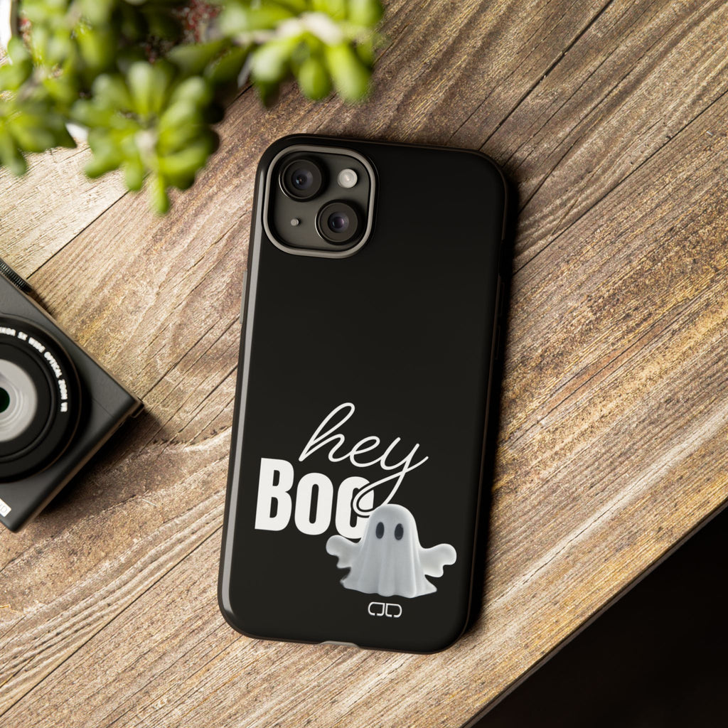Hey Boo Tough Case, Ghost-Themed Phone Case, Cute Halloween Accessory, Spooky Gift for Friends, Tech Halloween Decor