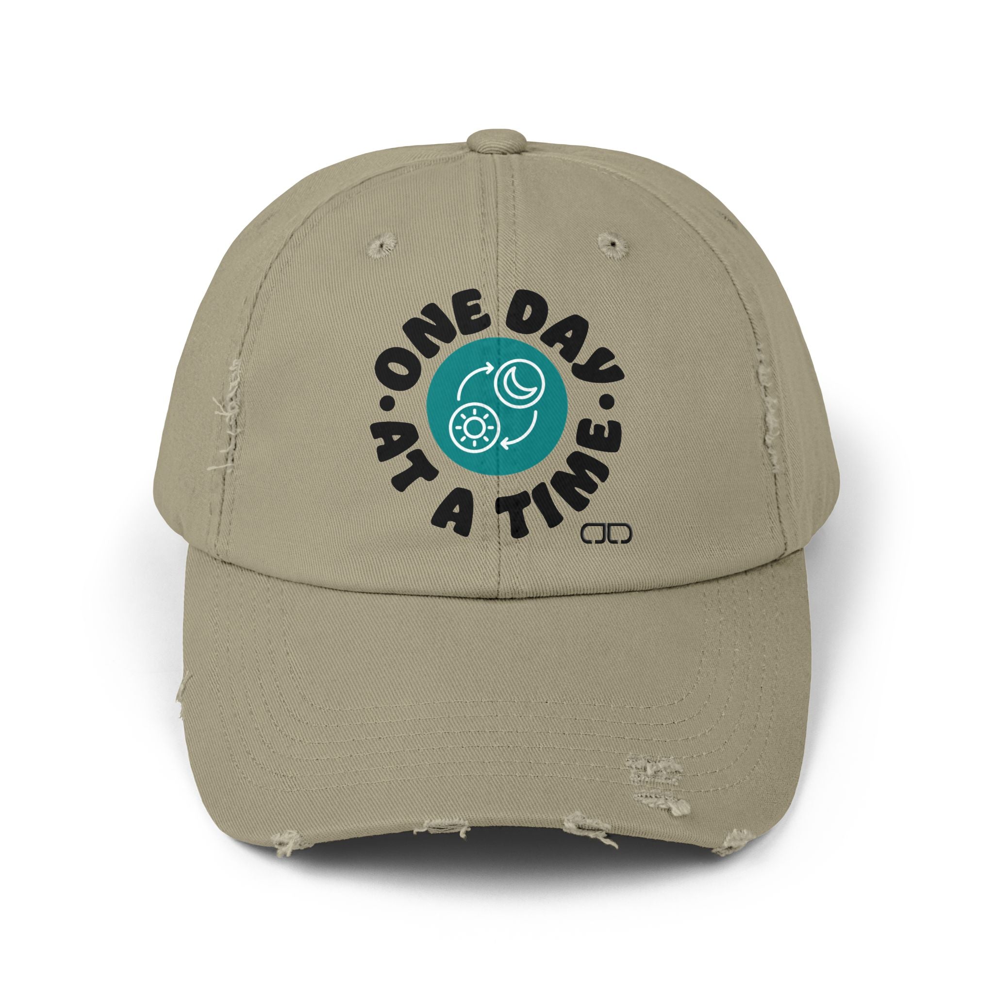 One Day at a Time Distressed Cap | Casual Style, Relaxed Fit, Gift for Him/Her, Summer Accessory, Motivational Wear