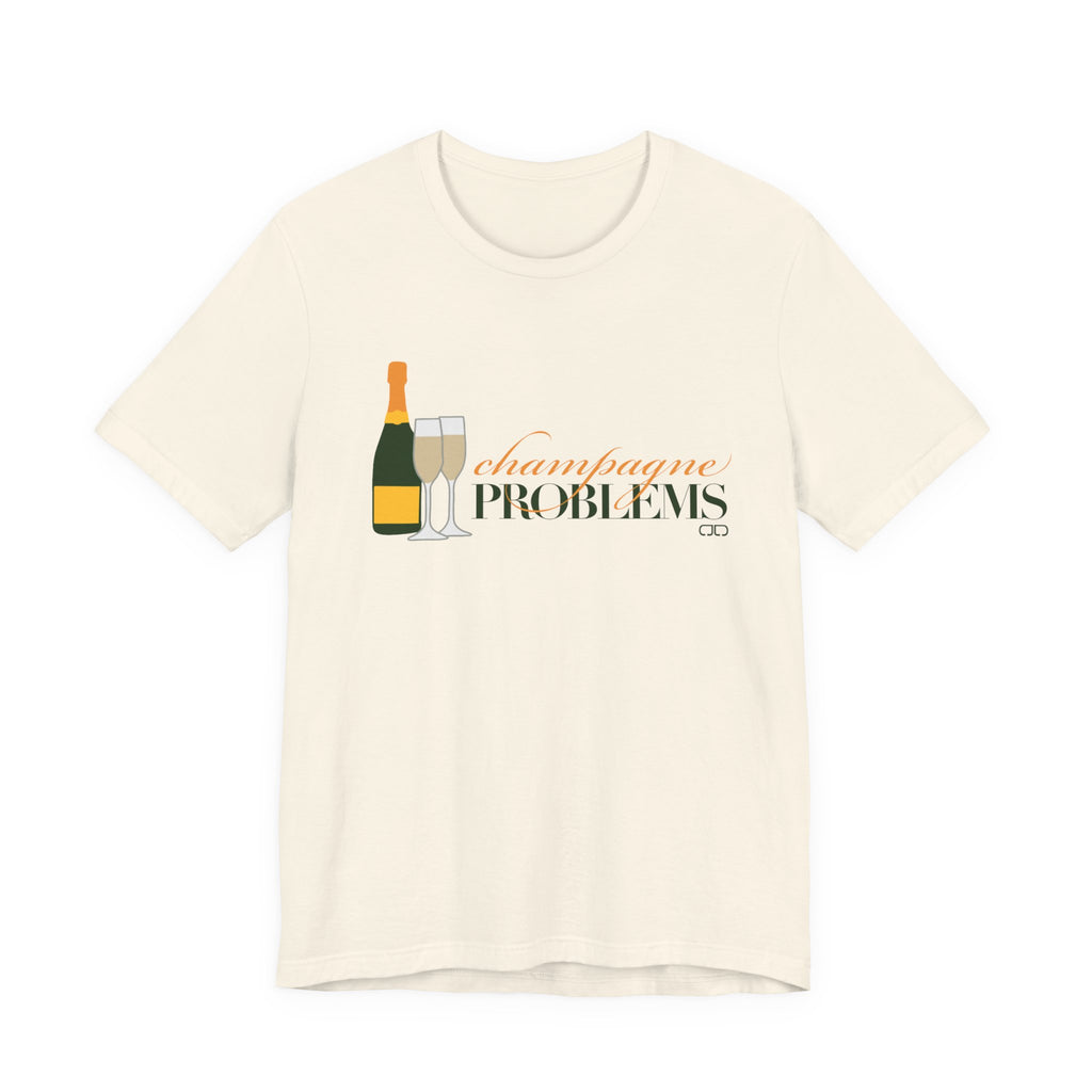 Champagne Problems Tee — Graphic Wine Bottle & Glasses Shirt