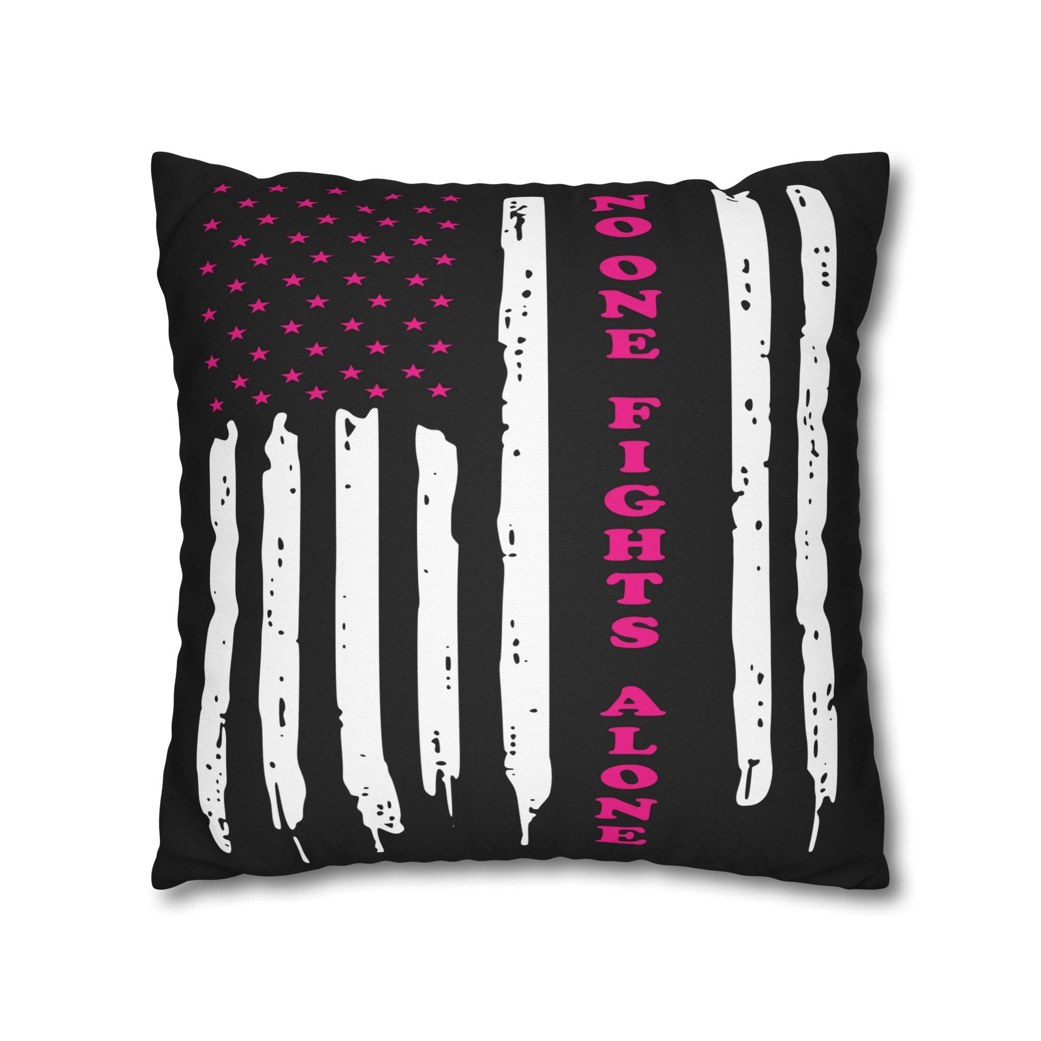 Breast Cancer Awareness Patriotic Flag Pillowcase - Home Decor, Gift for Veterans, USA Pride, Supportive Decor, Motivational Quotes