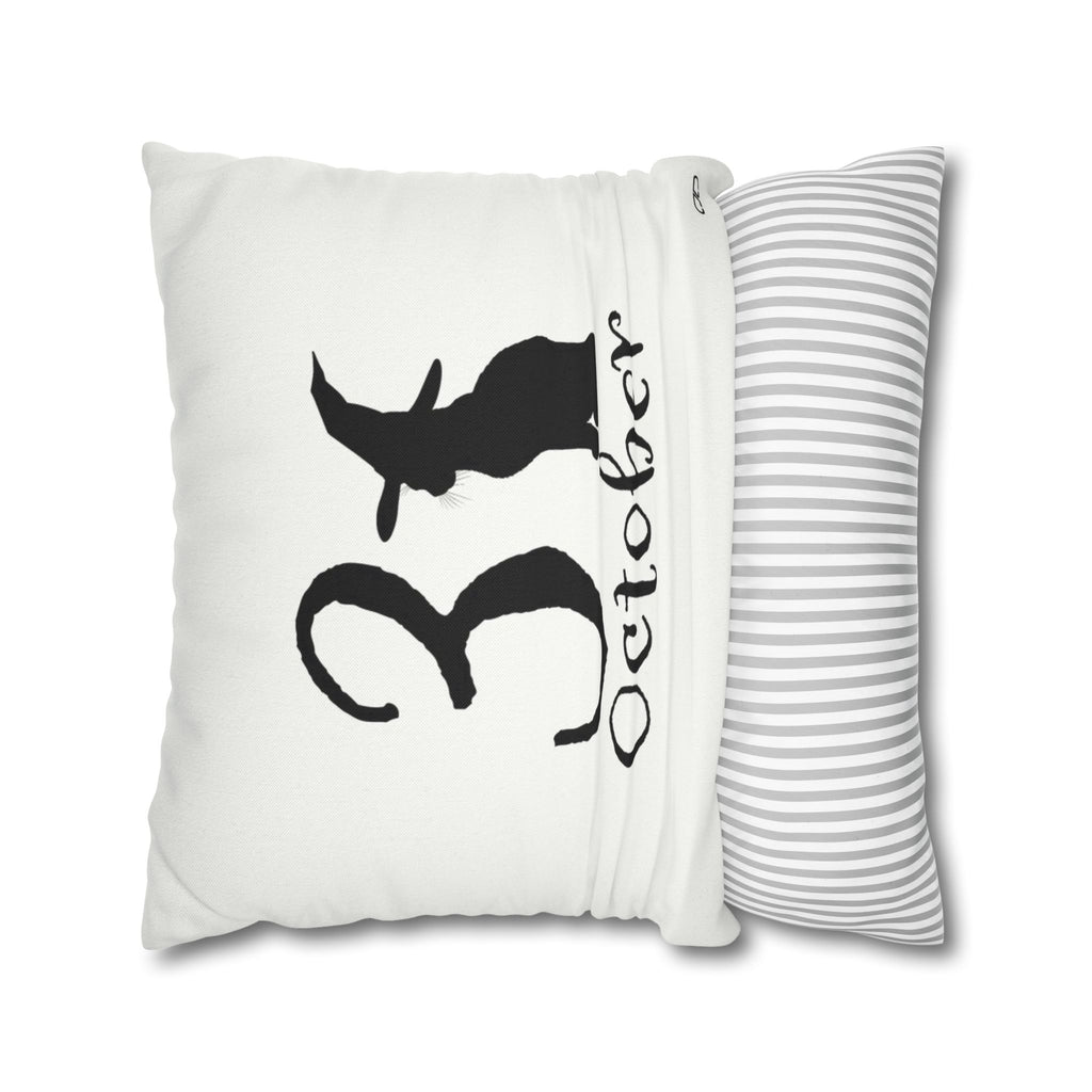 Spooky October Pillowcase, Halloween Decor, Cozy Home Accessory, Gift for Fall, Witch-Themed Cushion Cover