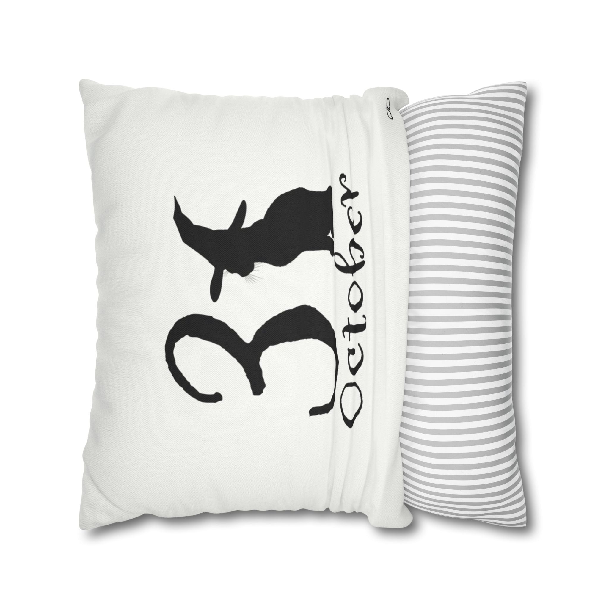 Spooky October Pillowcase, Halloween Decor, Cozy Home Accessory, Gift for Fall, Witch-Themed Cushion Cover