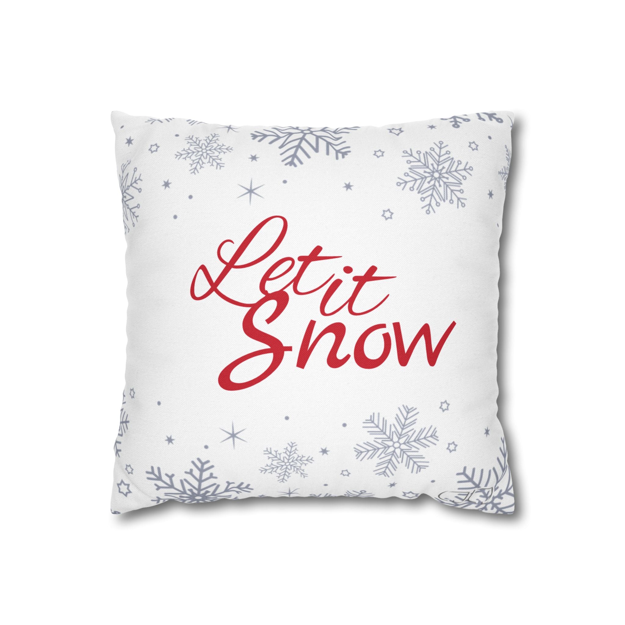 Let It Snow Holiday Pillowcase - Festive Snowflake Decorative Throw Pillow