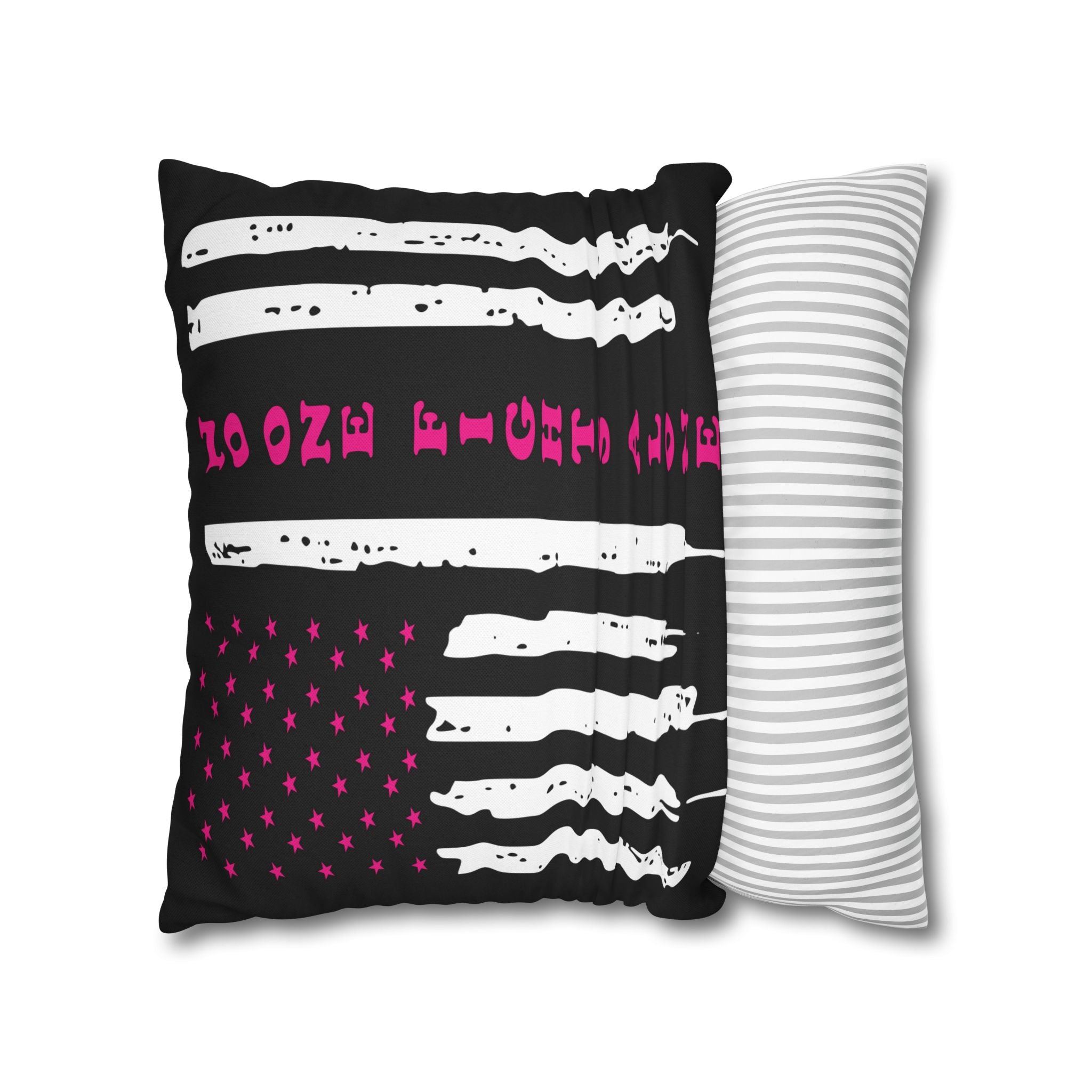 Breast Cancer Awareness Patriotic Flag Pillowcase - Home Decor, Gift for Veterans, USA Pride, Supportive Decor, Motivational Quotes