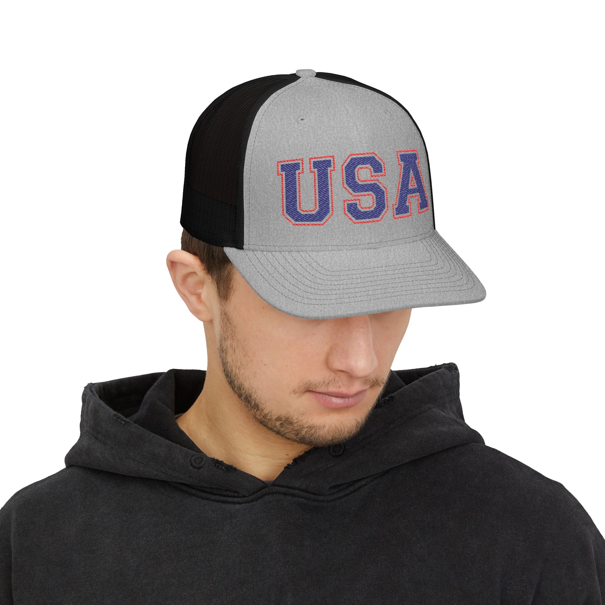 Patriotic Snapback Trucker Cap, USA Embroidered Hat, Summer Fashion Accessory, Festival Gear, Sports Event Cap, Gift For Him/Her