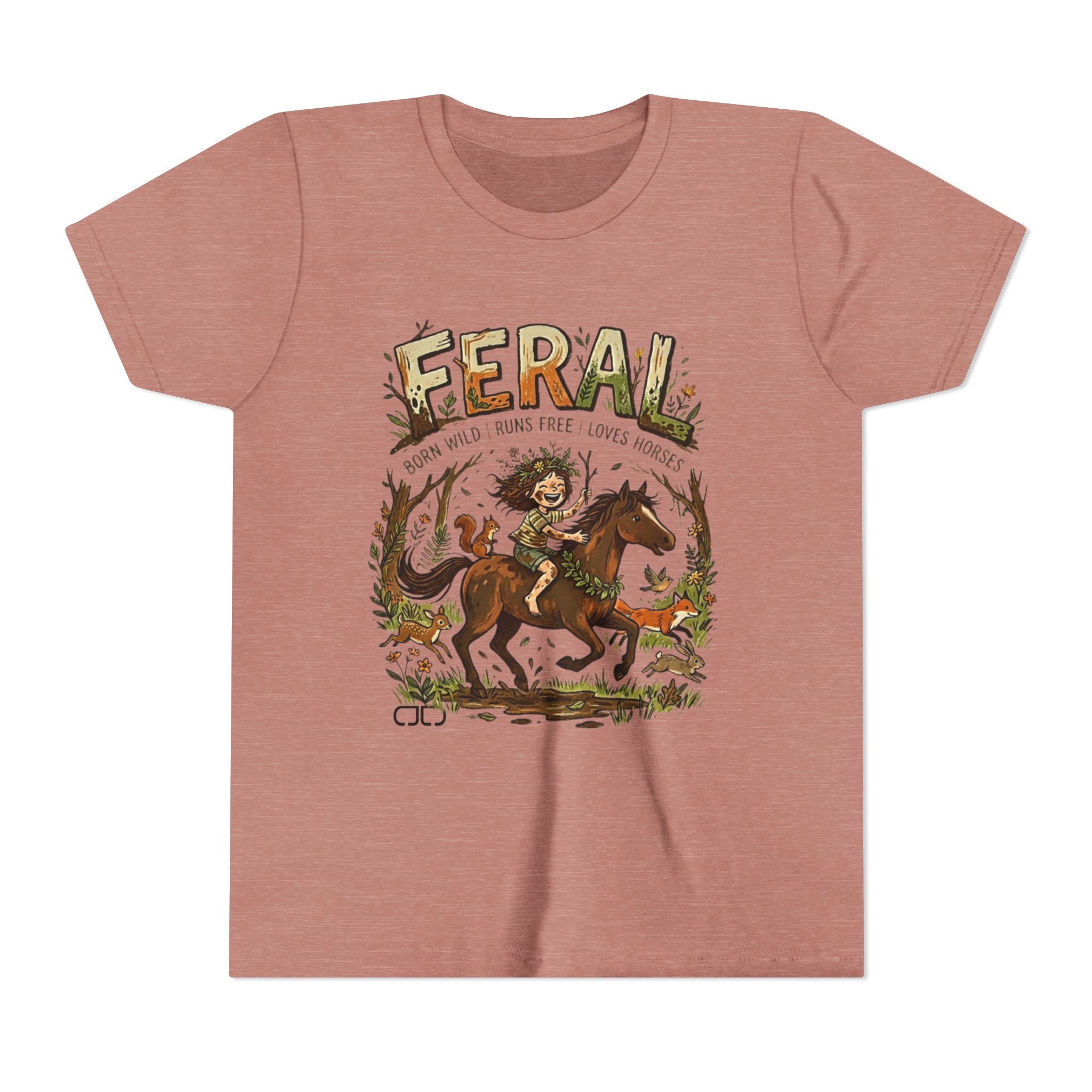 "FERAL" Horse Rider Graphic Kids T‑Shirt