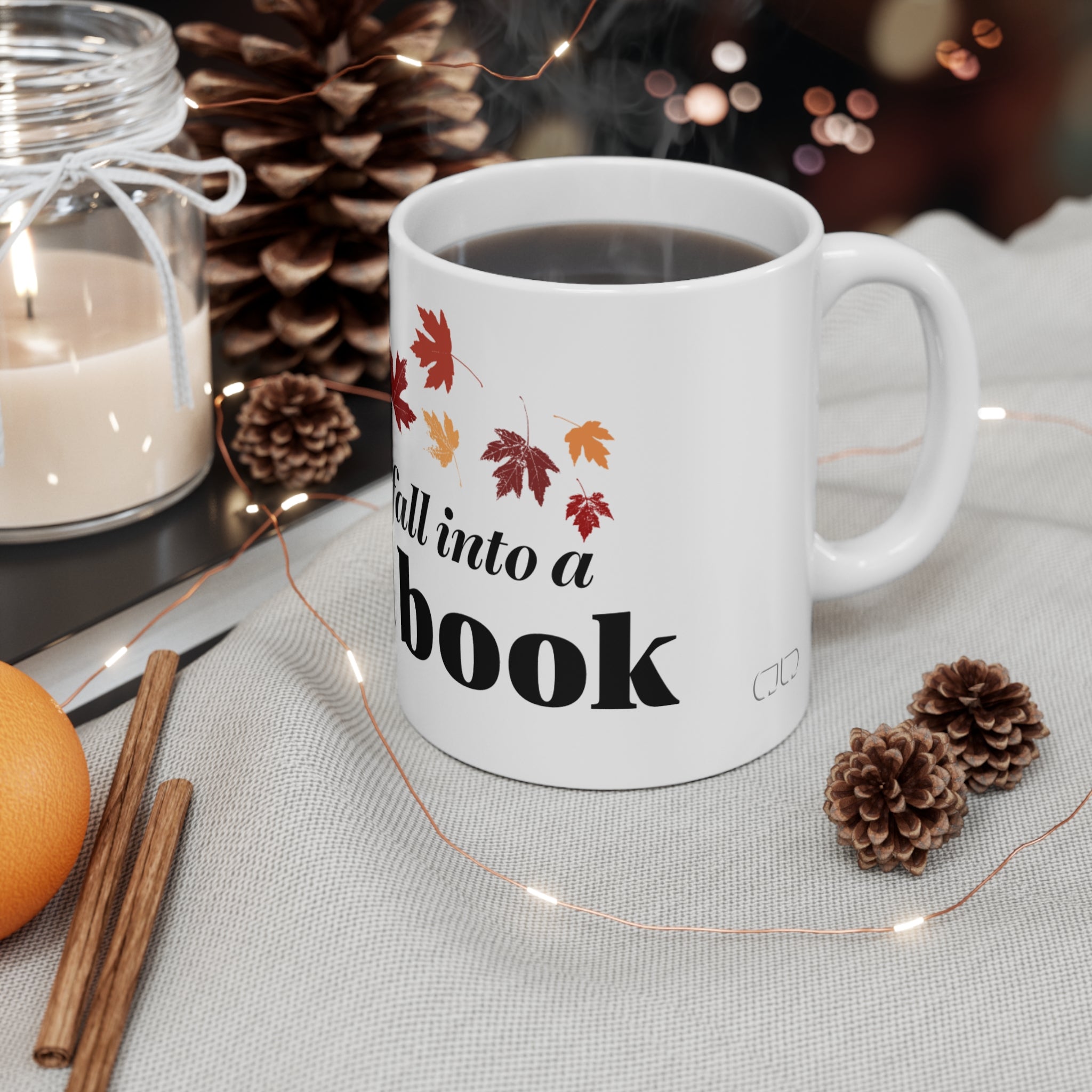 Ready to Fall into a Good Book | Autumn Leaves Coffee Mug, Fall Mug, Pumpkin Spice Mug, Cozy Home Decor, Gift for Book Lovers