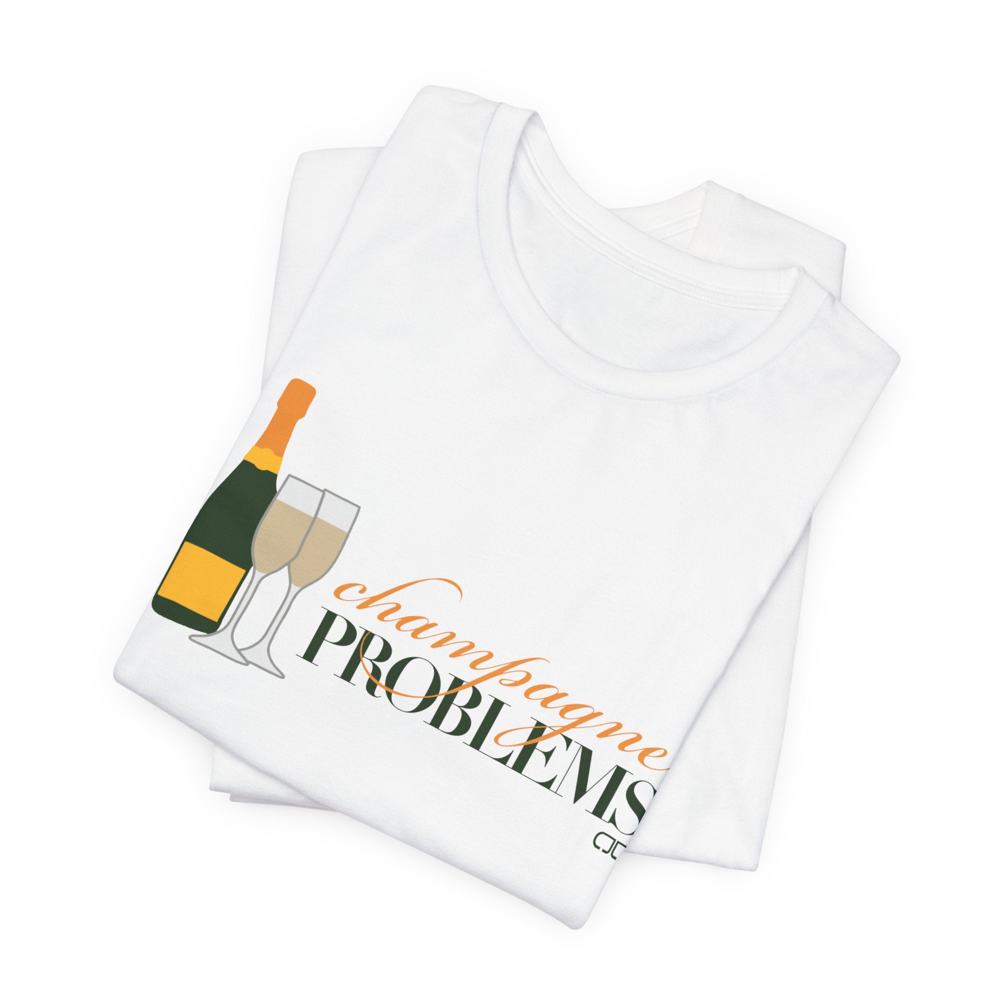 Champagne Problems Tee — Graphic Wine Bottle & Glasses Shirt
